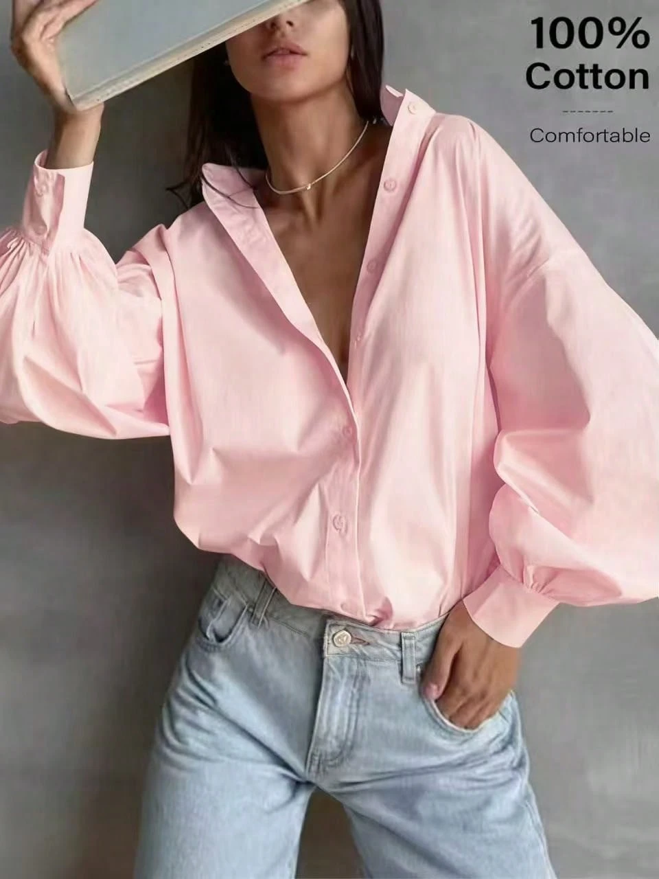 Chemise de travail en lin pour femmes, automne-hiver, Top blanc élégant et décontracté, — vue 9