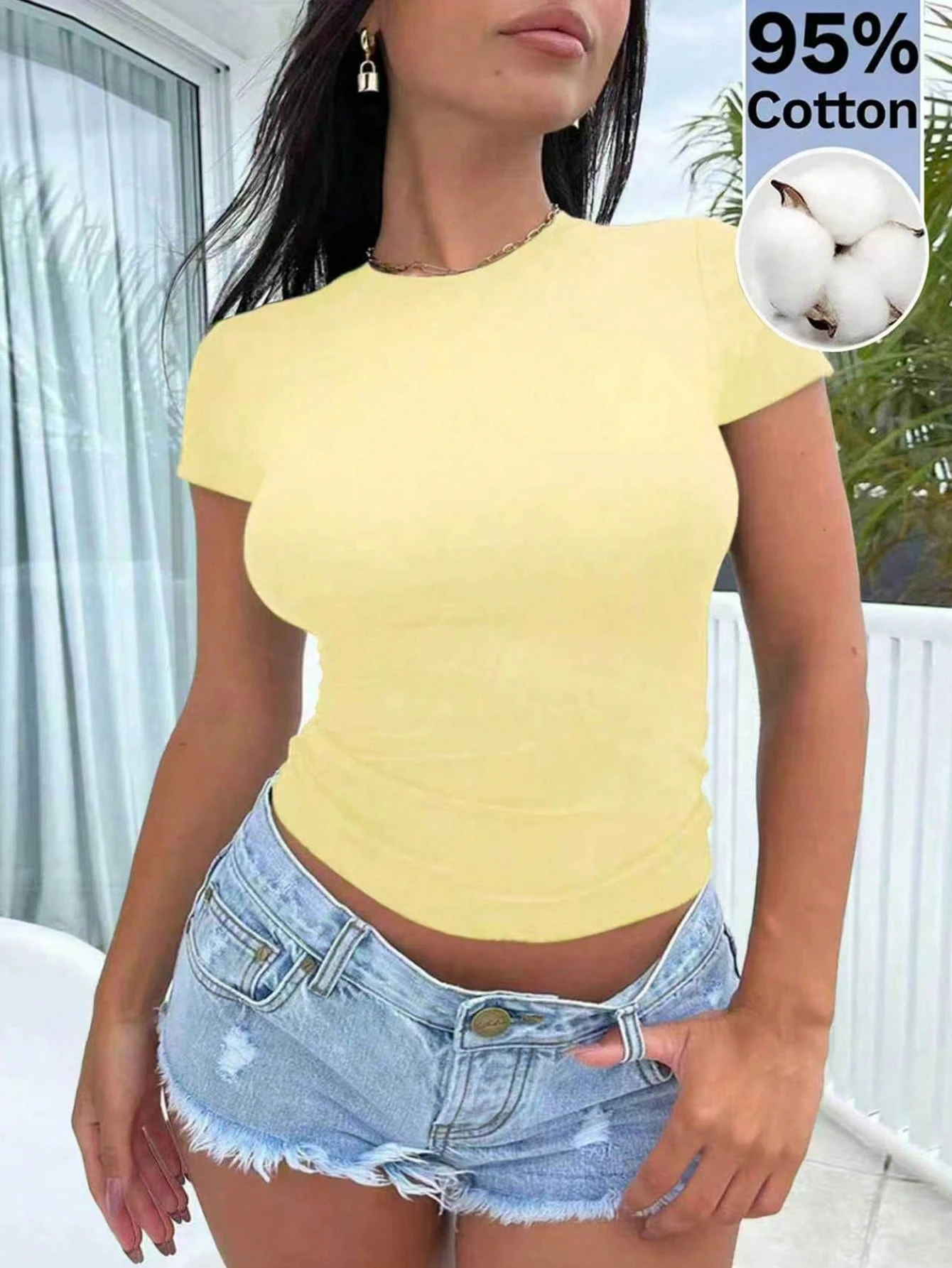 INAWLY Solva T-shirt en coton décontracté et élégant pour femmes — vue 3