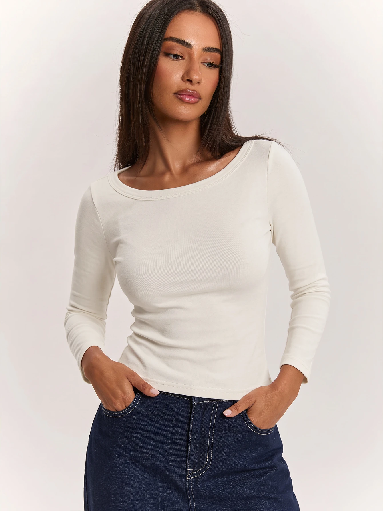 Top élégant et décontracté pour femme, vert armée vert olive, coupe slim, col — vue 8