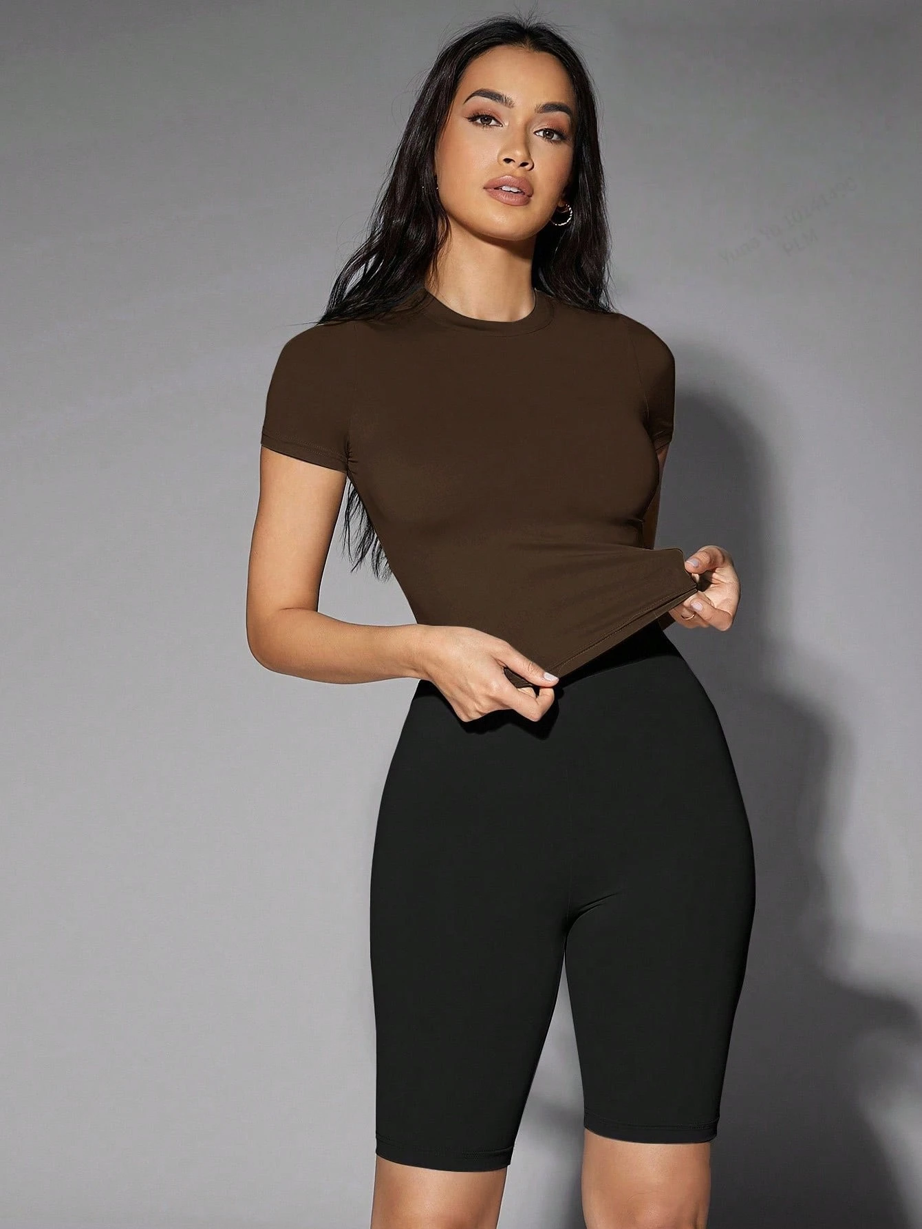 Silquee T-shirt d'été pour femmes à col rond, manches courtes, coupe ajustée, polyvalent — vue 6