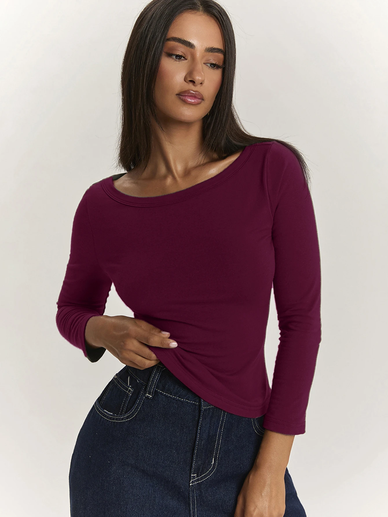 Top élégant et décontracté pour femme, vert armée vert olive, coupe slim, col — vue 19