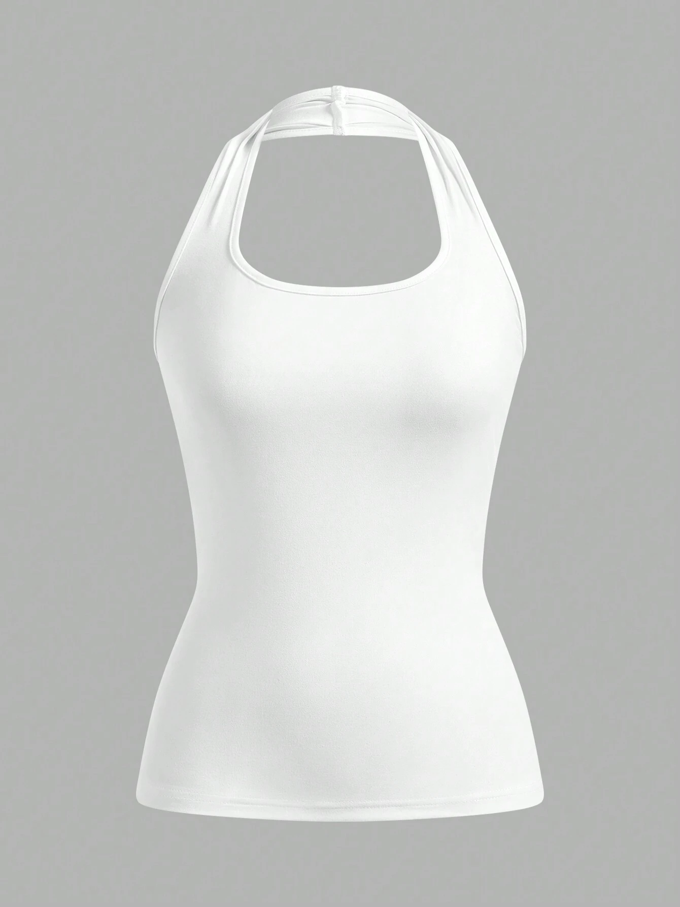 EZwear Top casual à col ras-du-cou blanc, long, adapté aux femmes en été, coupe slim