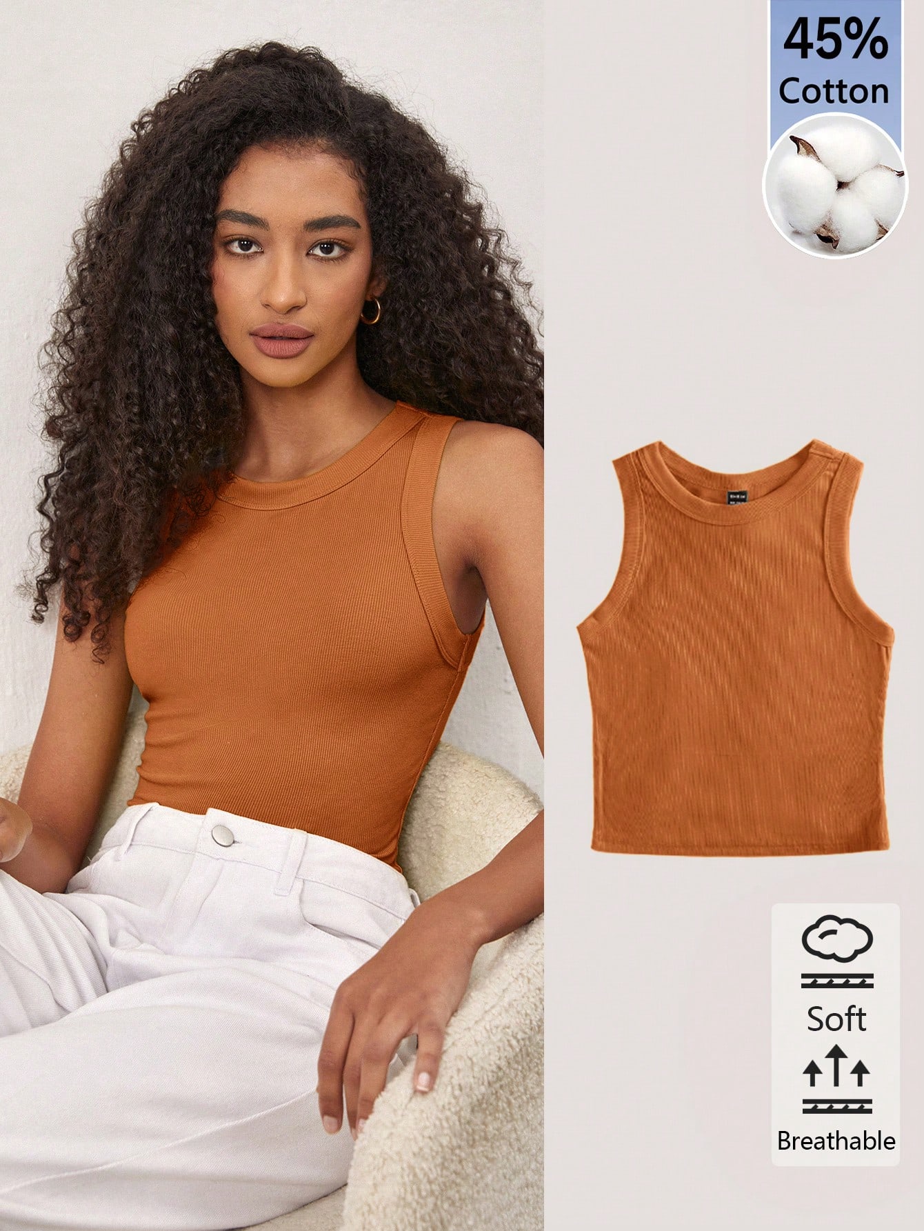 BASICS Débardeur simple de couleur unie sans manches pour femmes, port quotidien en — vue 11