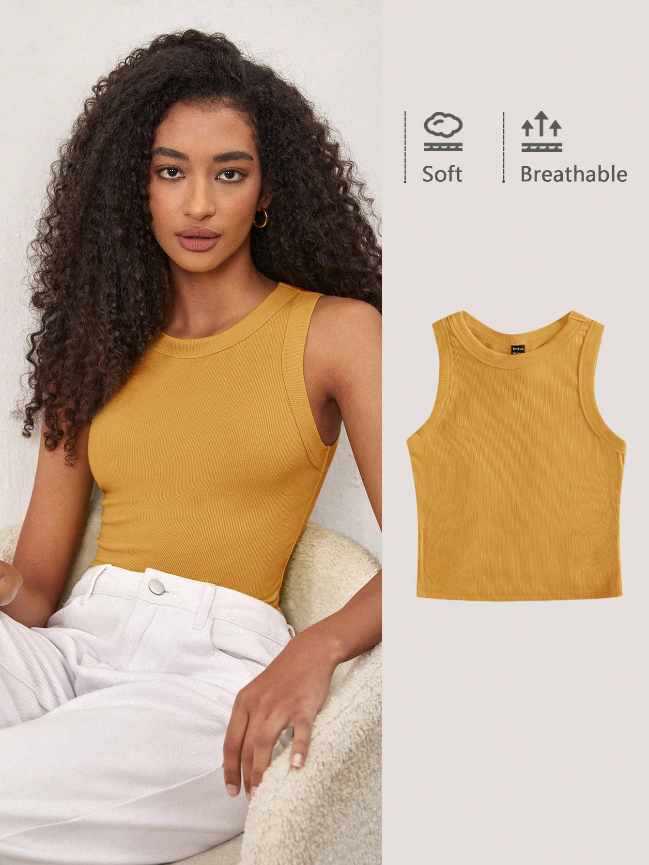 BASICS Débardeur simple de couleur unie sans manches pour femmes, port quotidien en — vue 10