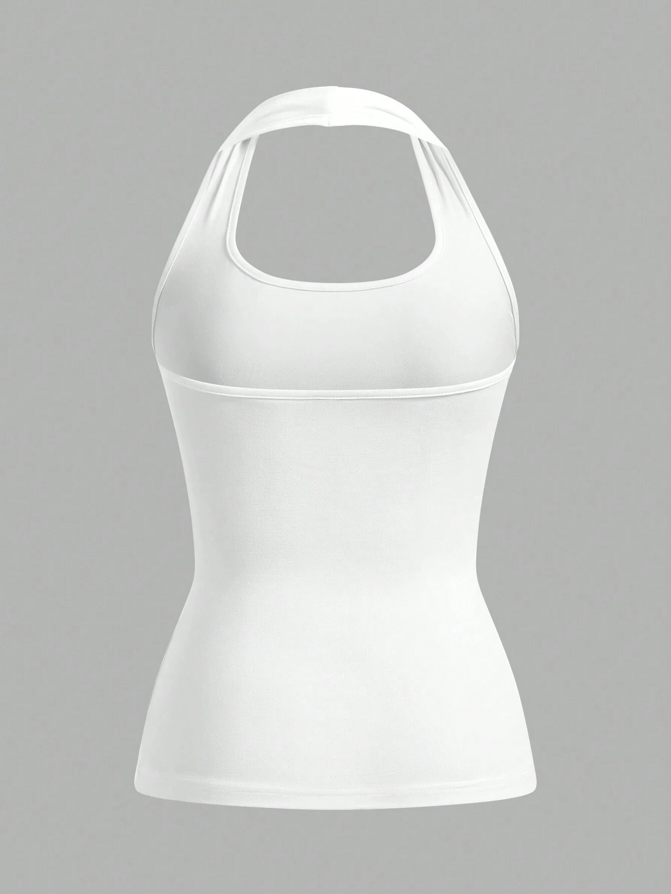 EZwear Top casual à col ras-du-cou blanc, long, adapté aux femmes en été, coupe slim — vue 12