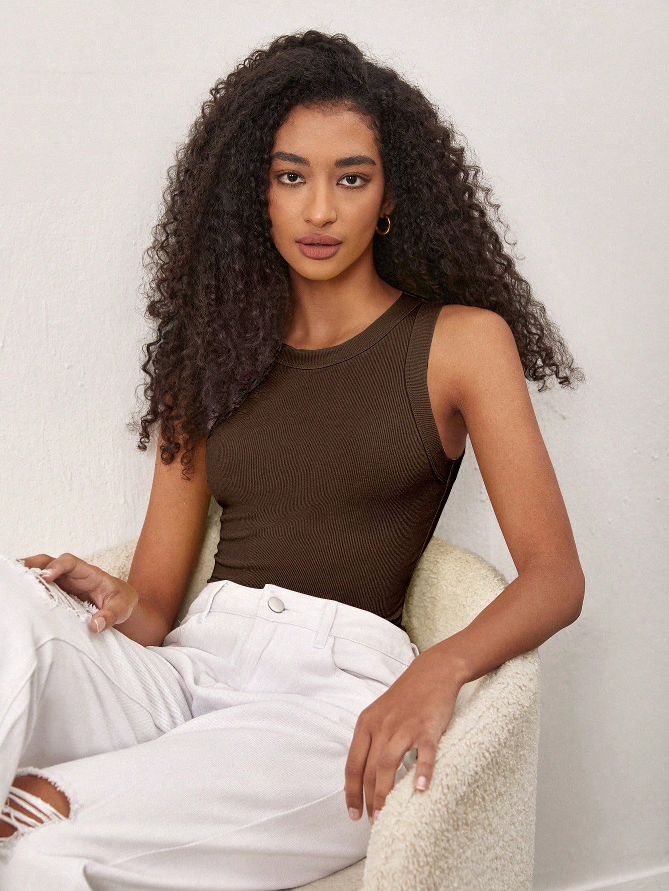 BASICS Débardeur simple de couleur unie sans manches pour femmes, port quotidien en — vue 13