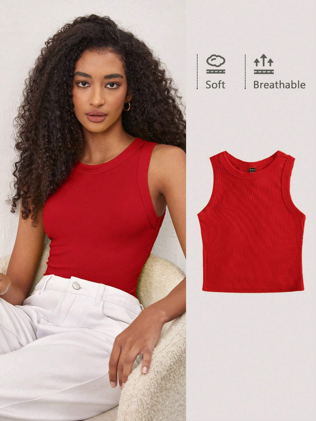 BASICS Débardeur unicolore/Hauts d'été pour femmes Hauts basiques — vue 4