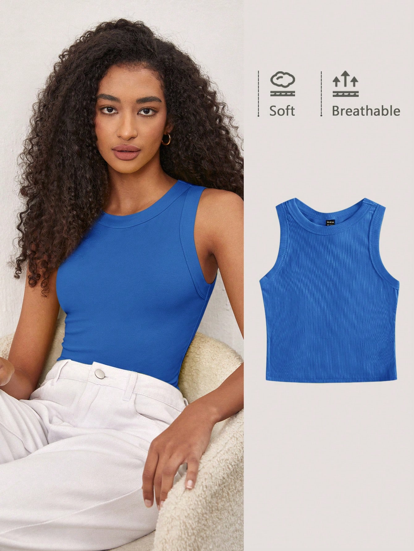 BASICS Débardeur unicolore/Hauts d'été pour femmes Hauts basiques — vue 7