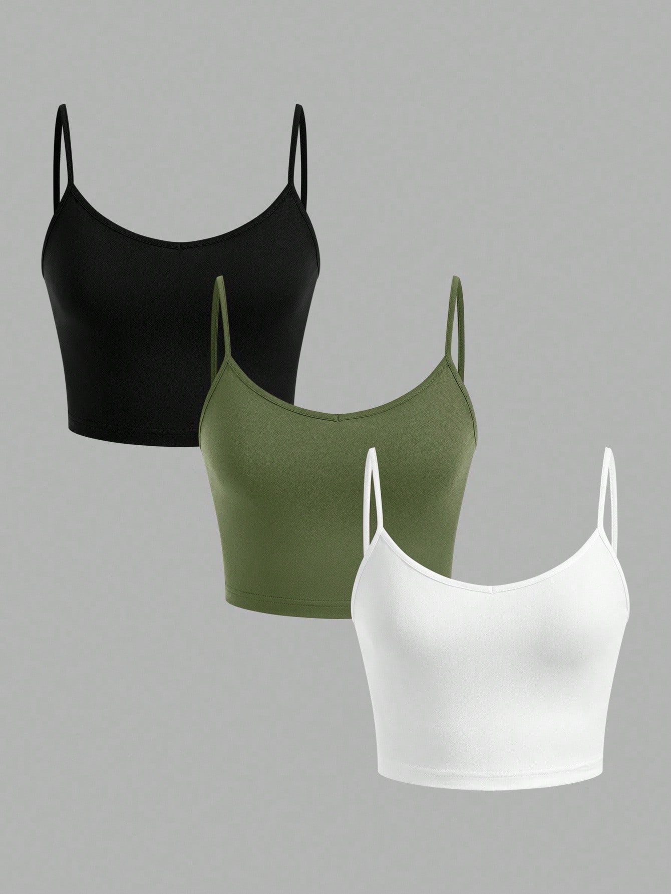 EZwear 3 pièces Débardeurs courts et serrés pour femmes, décontractés, pour l'été