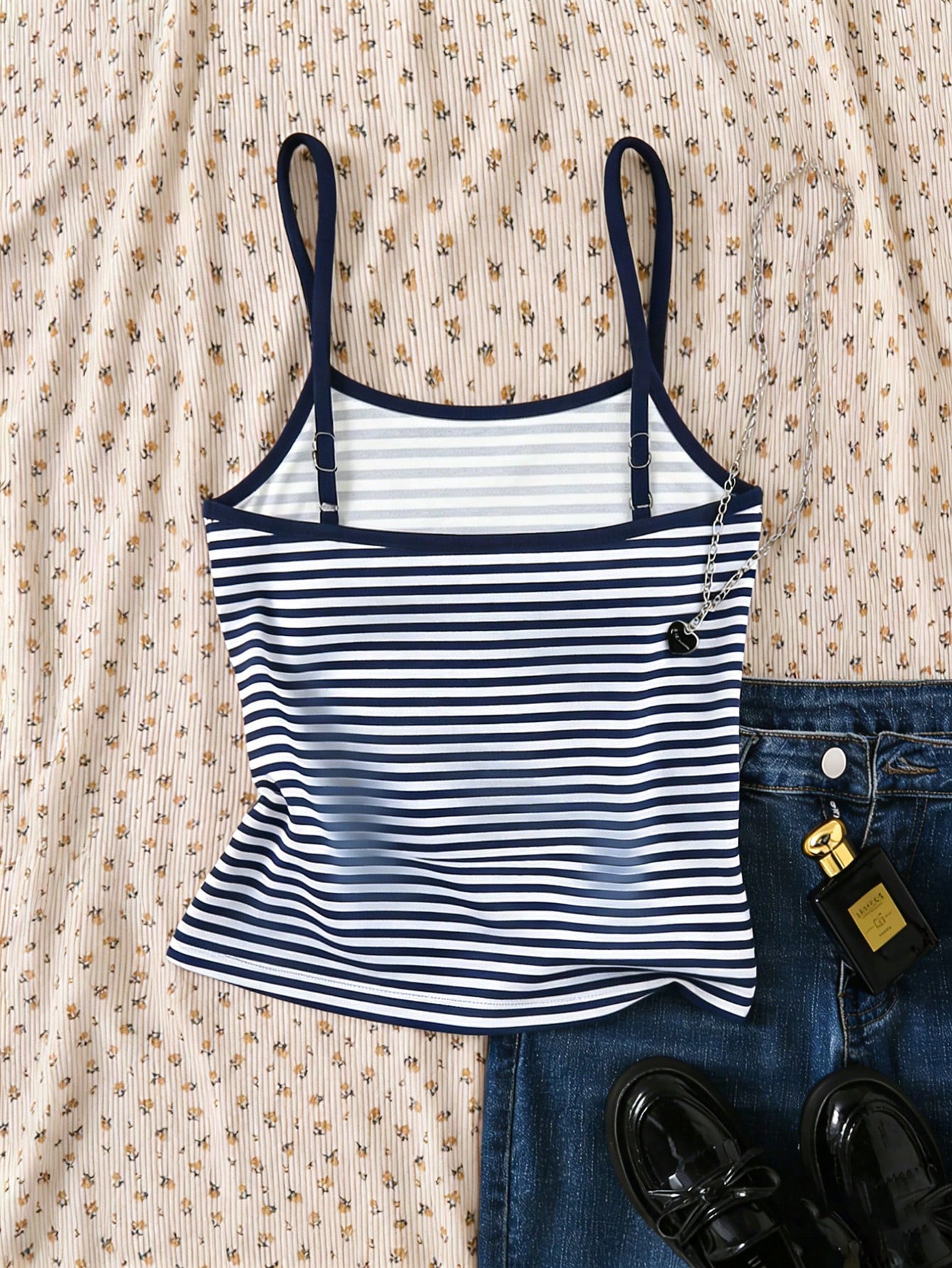 Débardeur camisole à rayures bleues numériques pour adolescentes, style mode décontracté — vue 2