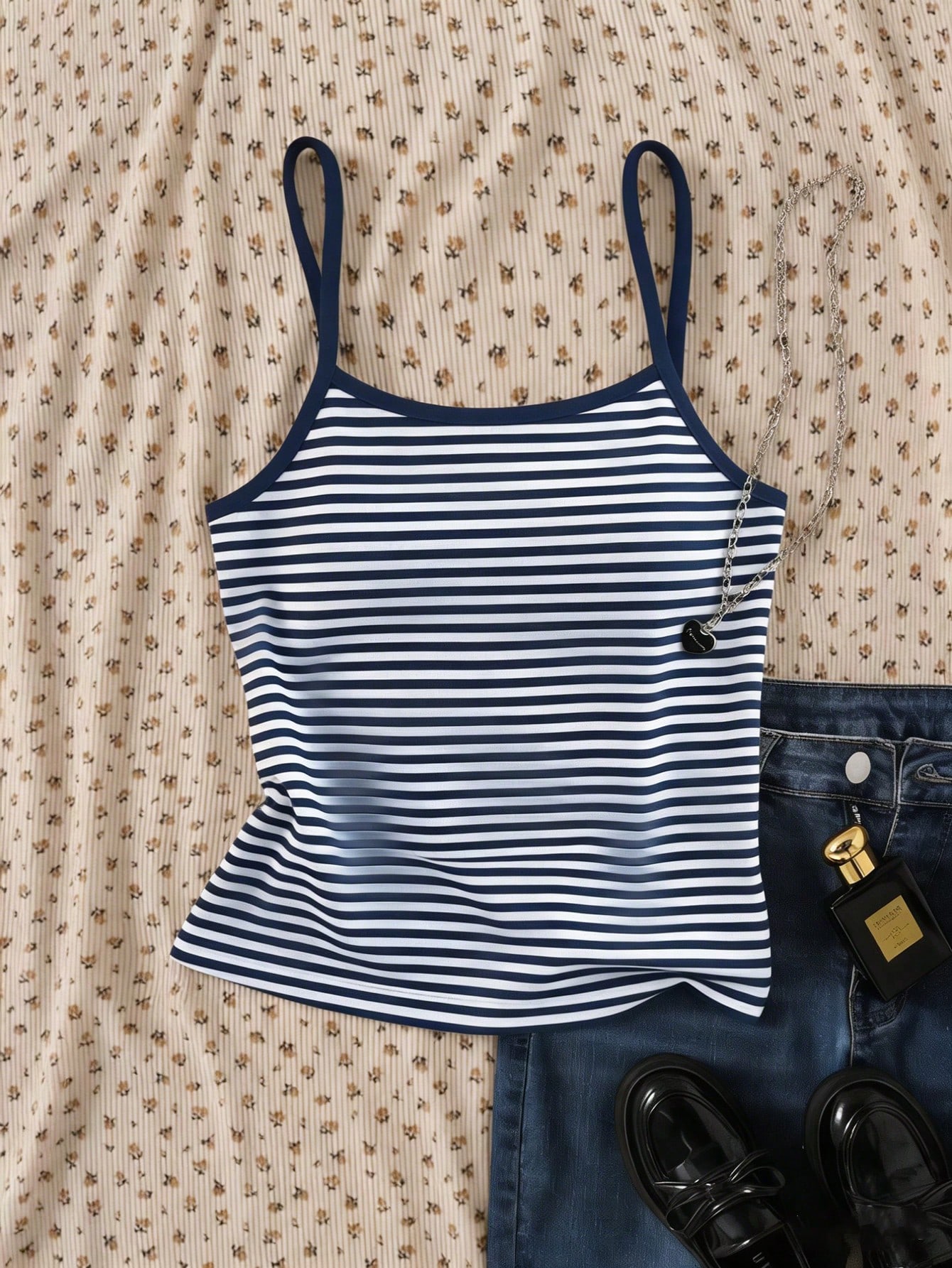 Débardeur camisole à rayures bleues numériques pour adolescentes, style mode décontracté — vue 3