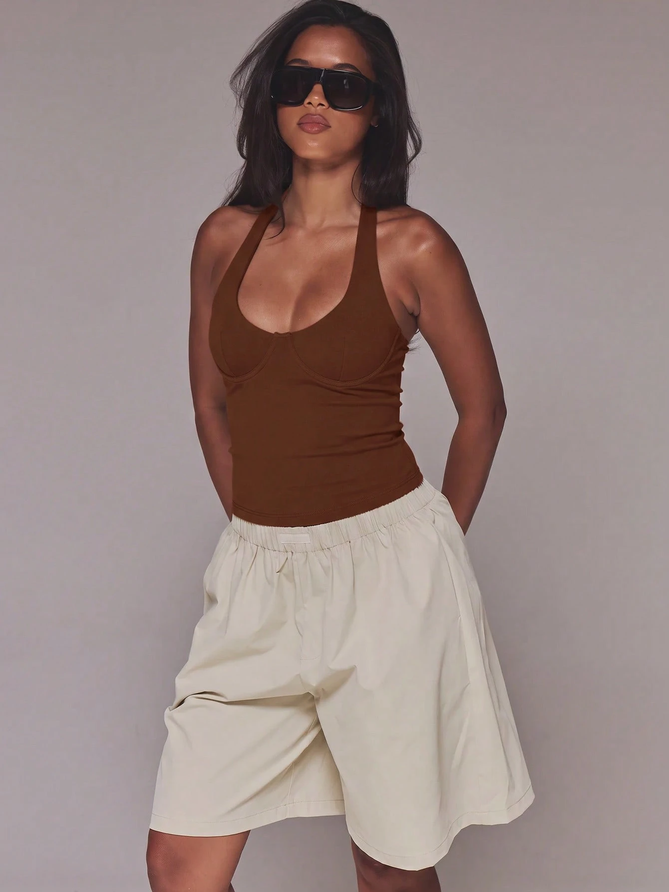 MUSERA Top à bretelles avec armatures, col ras-du-cou, longline, encolure dégagée, — vue 3