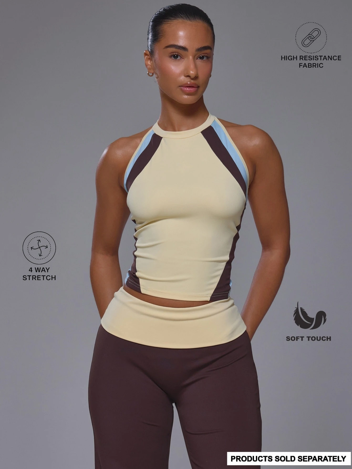Musera Sport Débardeur de sport ajusté coordonné avec panneaux avant contrastés, col — vue 6