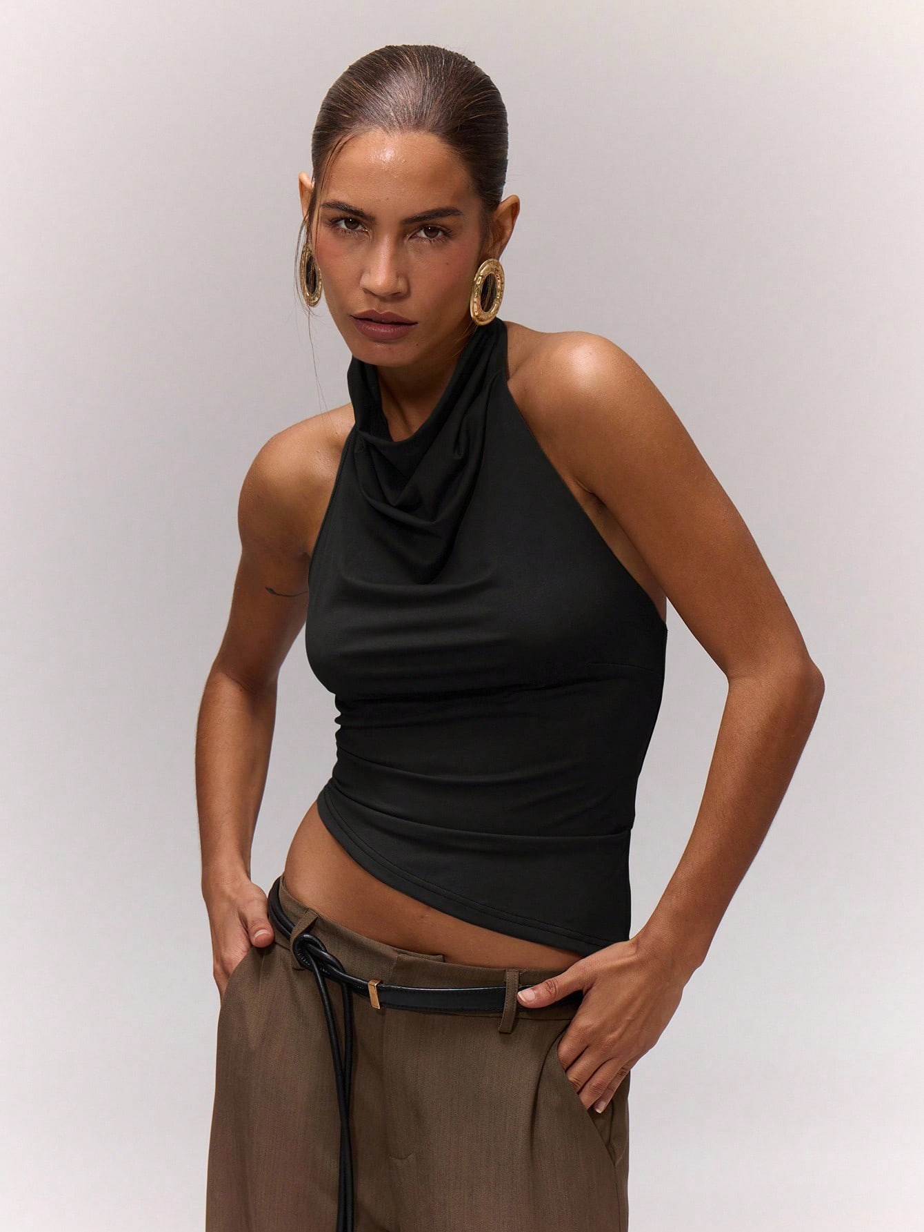 MUSERA Top asymétrique drapé à col licou, style romantique, pour vacances, festival à — vue 12