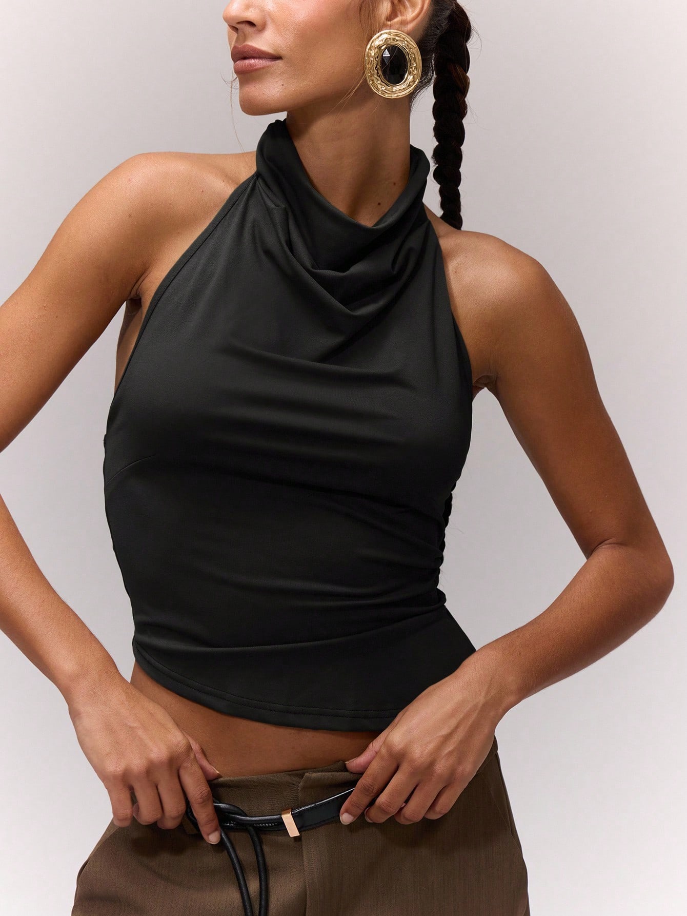 MUSERA Top asymétrique drapé à col licou, style romantique, pour vacances, festival à — vue 9