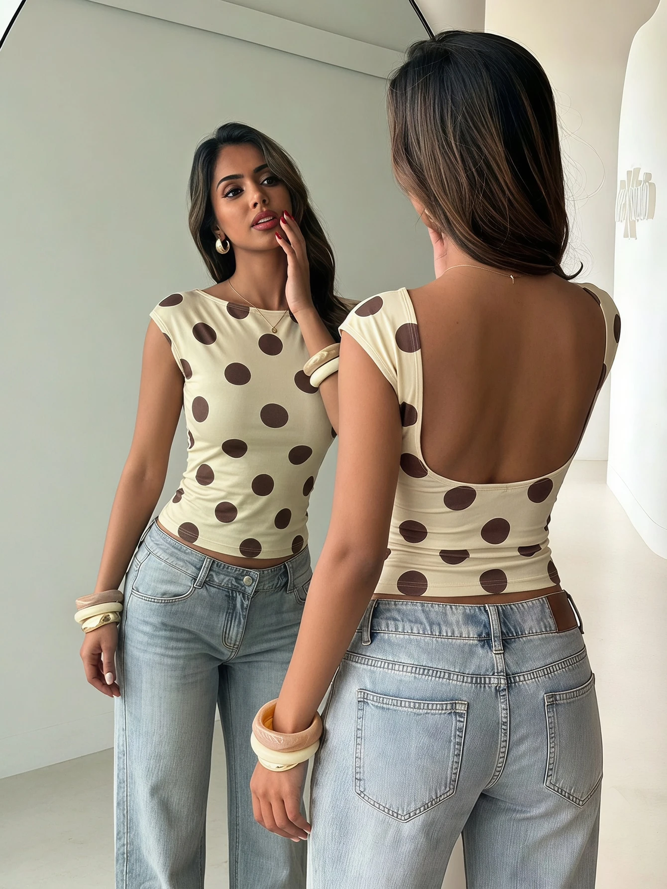 Aloruh T-shirt sexy dos nu à manches courtes pour femmes, top d'été pour boîte de nuit, — vue 10
