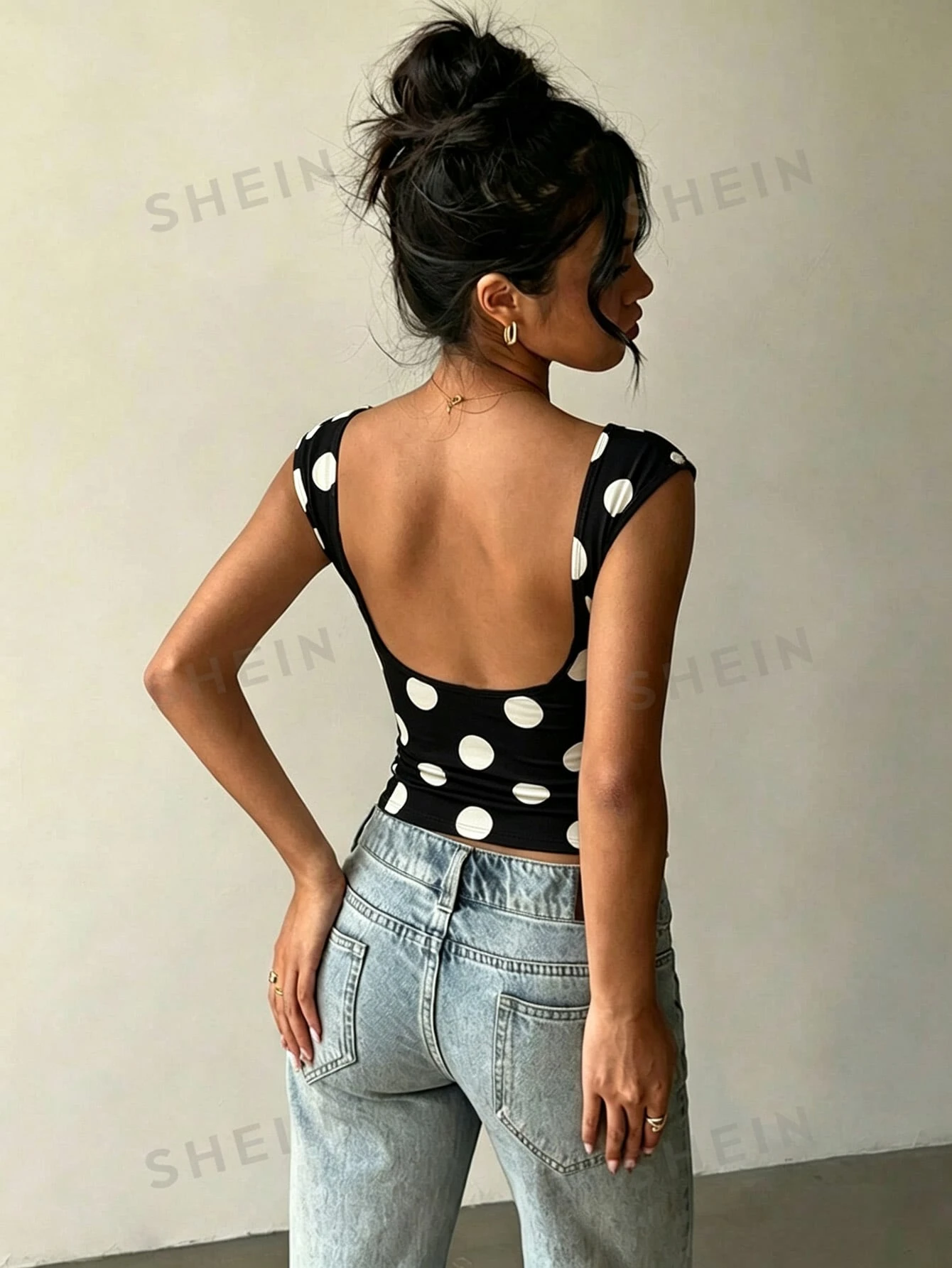 Aloruh T-shirt sexy dos nu à manches courtes pour femmes, top d'été pour boîte de nuit, — vue 12