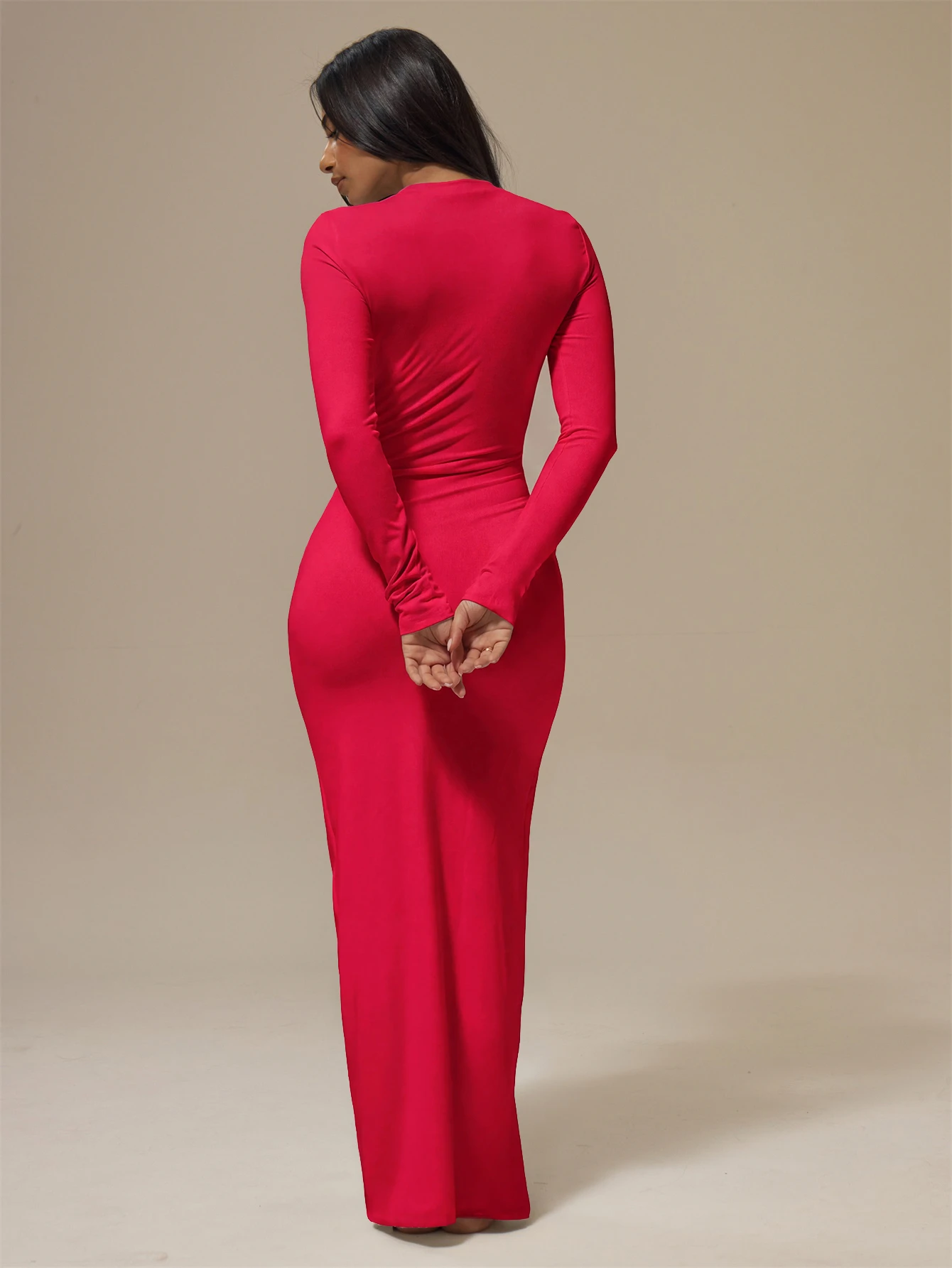 MUSERA ESSENTIALS Robe mi-longue ajustée à manches longues au toucher doux. Basique, — vue 6