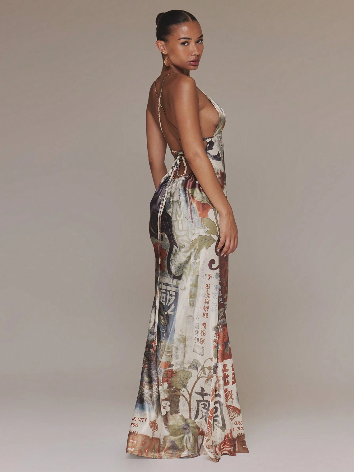 MUSERA Robe maxi ajustée avec détail de coupe et laçage devant, imprimé animal. Sexy, — vue 6