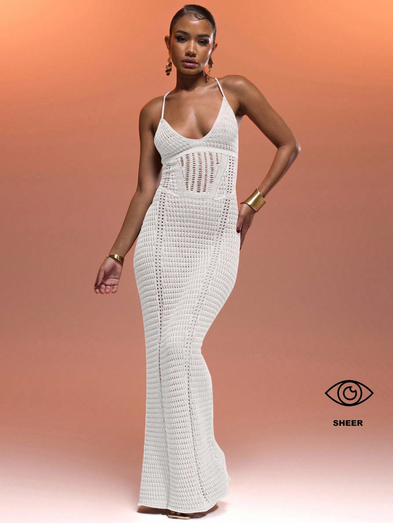 MUSERA Robe longue élégante et sexy avec un corsage à bretelles en crochet, un laçage — vue 6