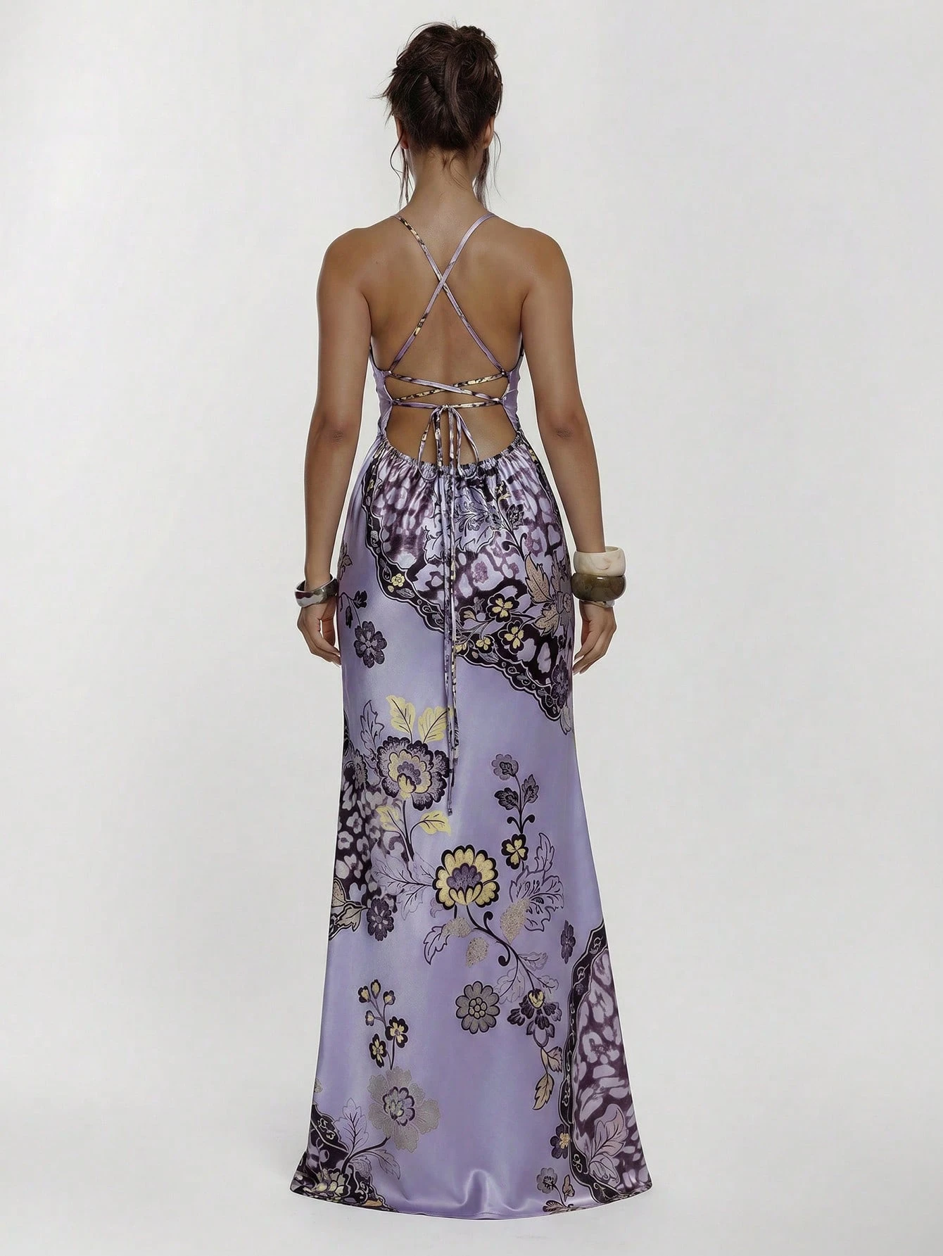 MUSERA Robe maxi ajustée avec détail de coupe et laçage devant, imprimé animal. Sexy, — vue 10