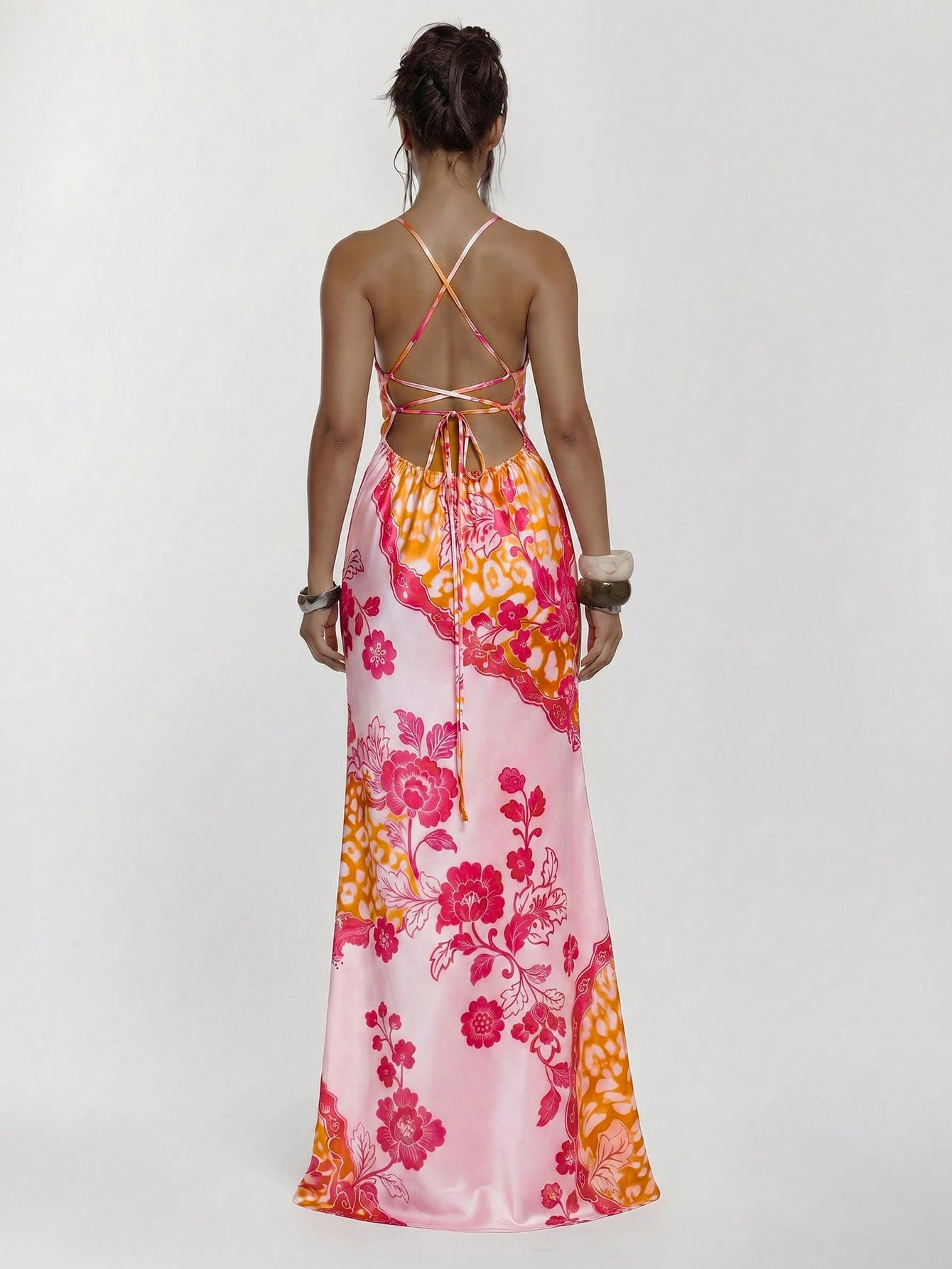 MUSERA Robe maxi ajustée avec détail de coupe et laçage devant, imprimé animal. Sexy, — vue 9