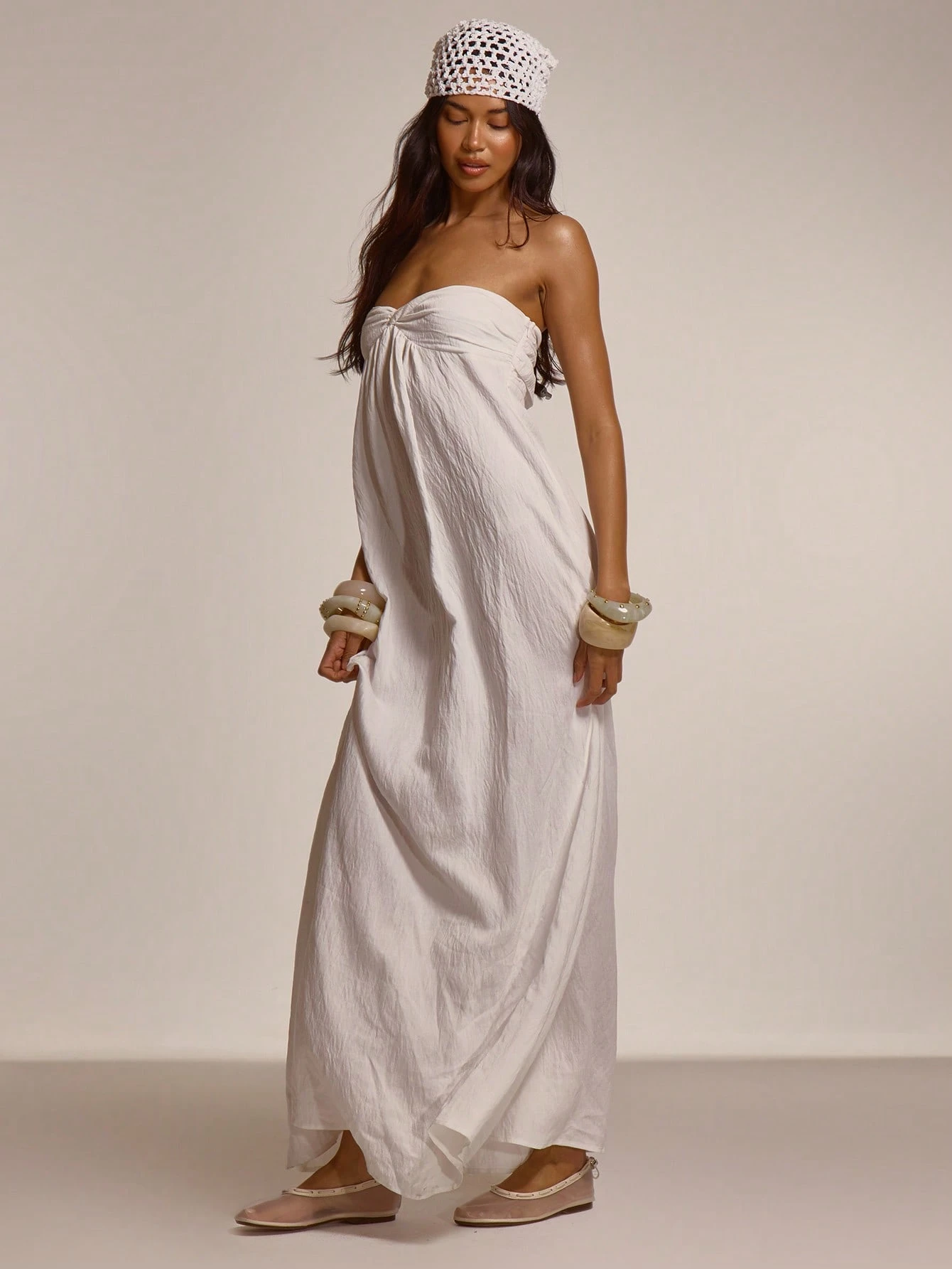 MUSERA Robe longue maxi fluide avec fronces et torsade devant, mignonne, sexy, pour — vue 4