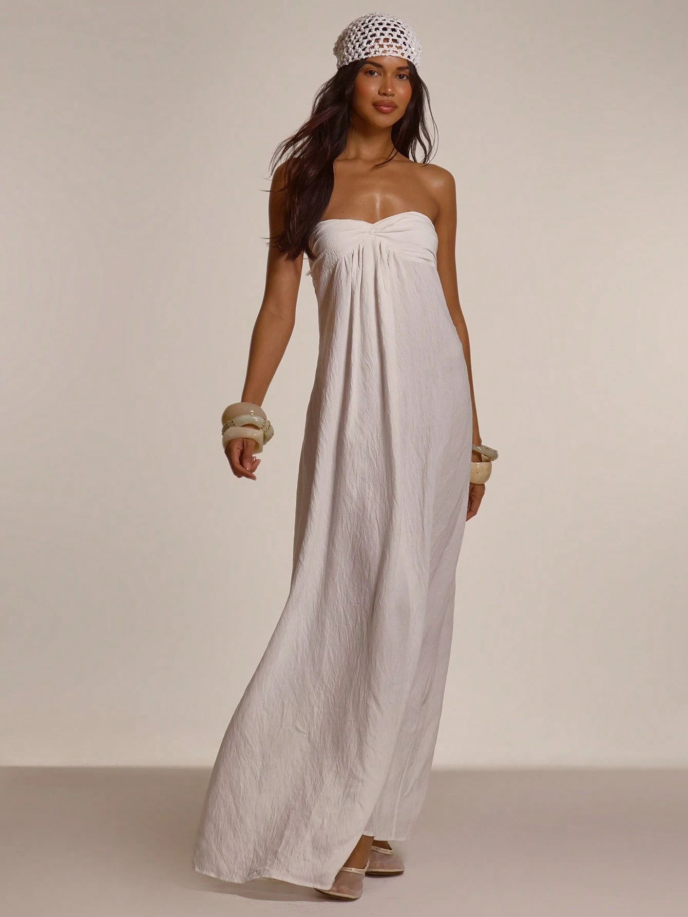MUSERA Robe longue maxi fluide avec fronces et torsade devant, mignonne, sexy, pour — vue 6