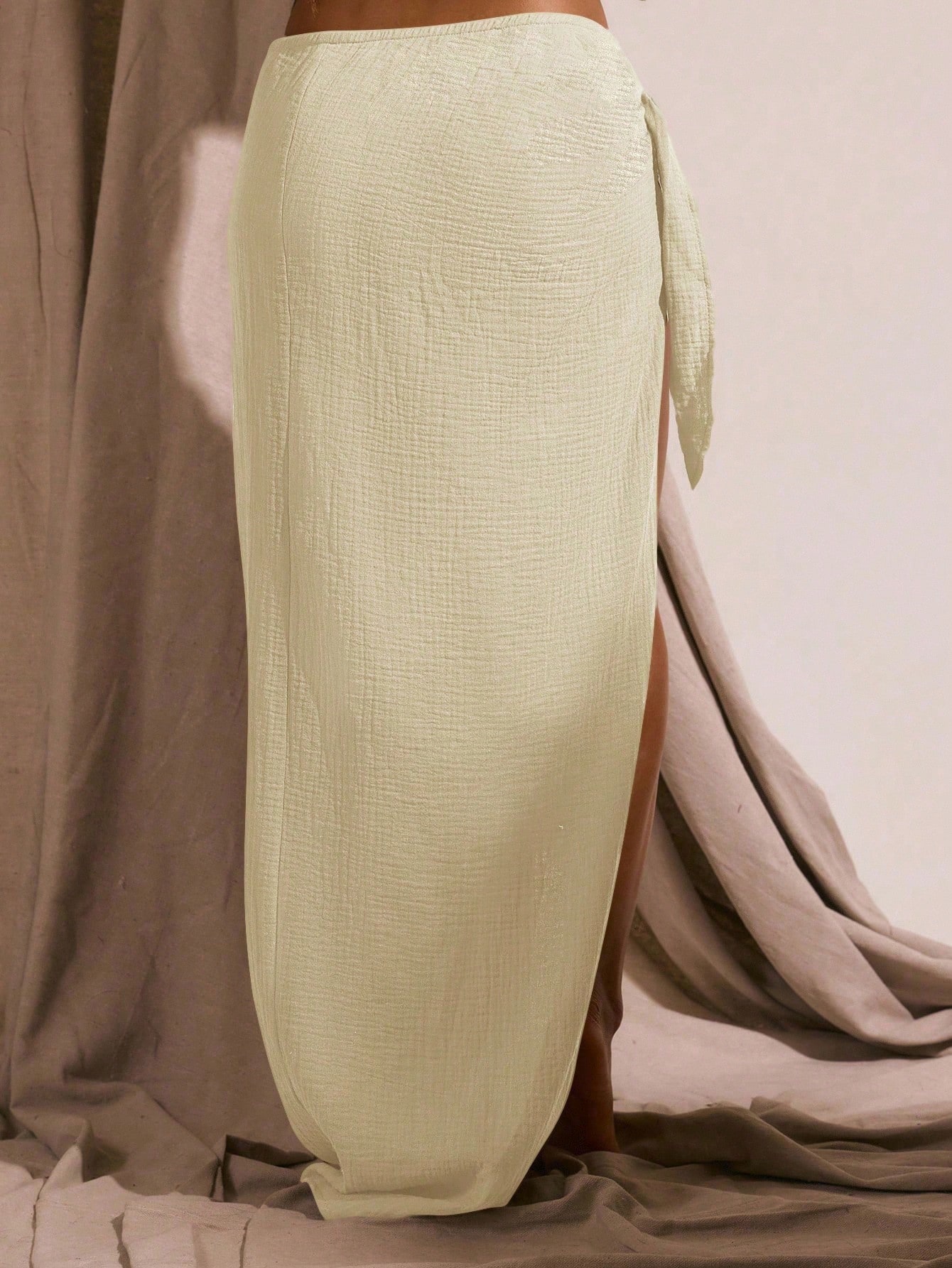 Musera Resort Jupe maxi à nouer sur le côté en mousseline de coton, idéale pour le — vue 12