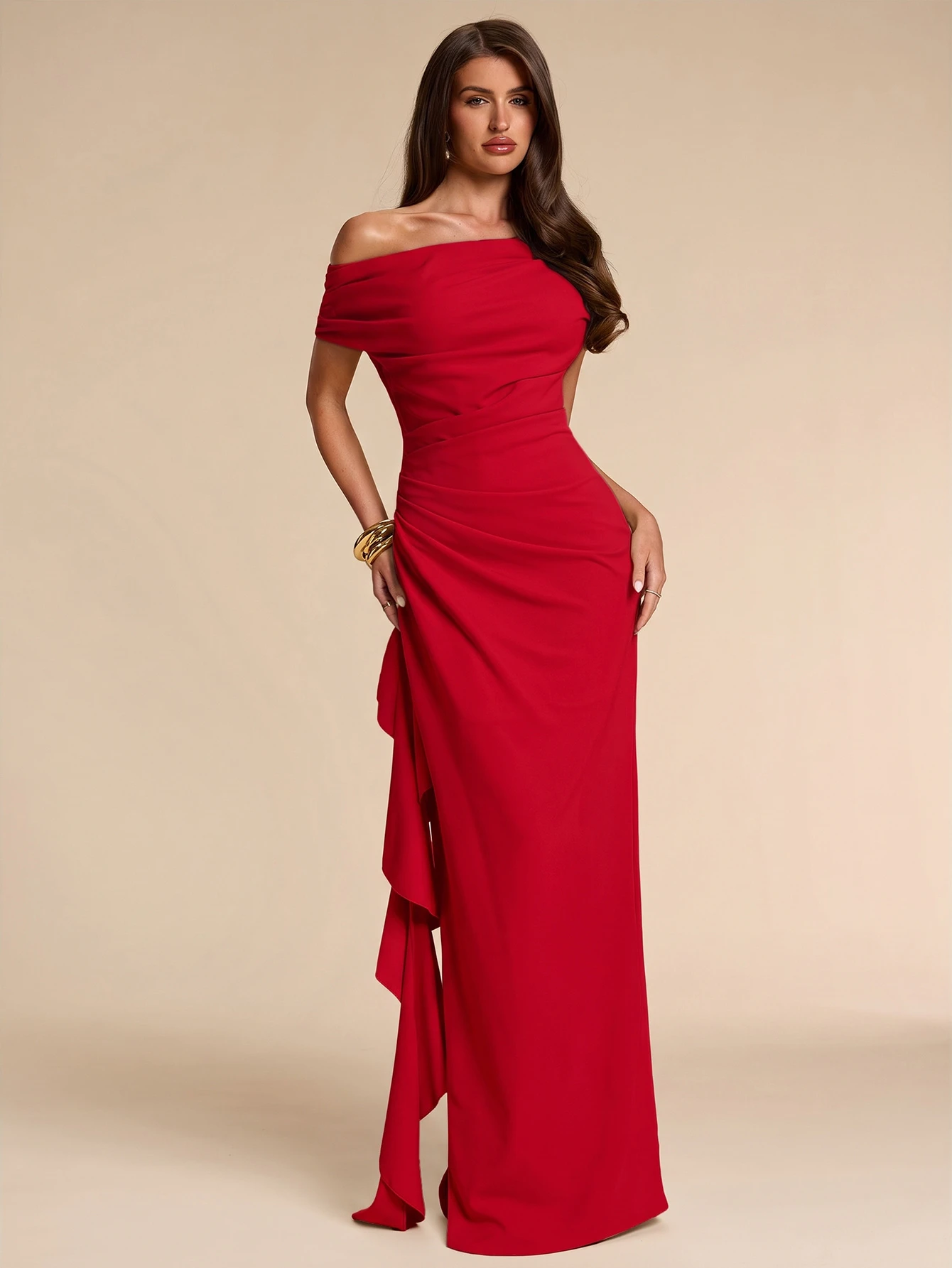 Robe d'été vert sauge à une épaule avec ourlet à volants, robe élégante, robe — vue 6