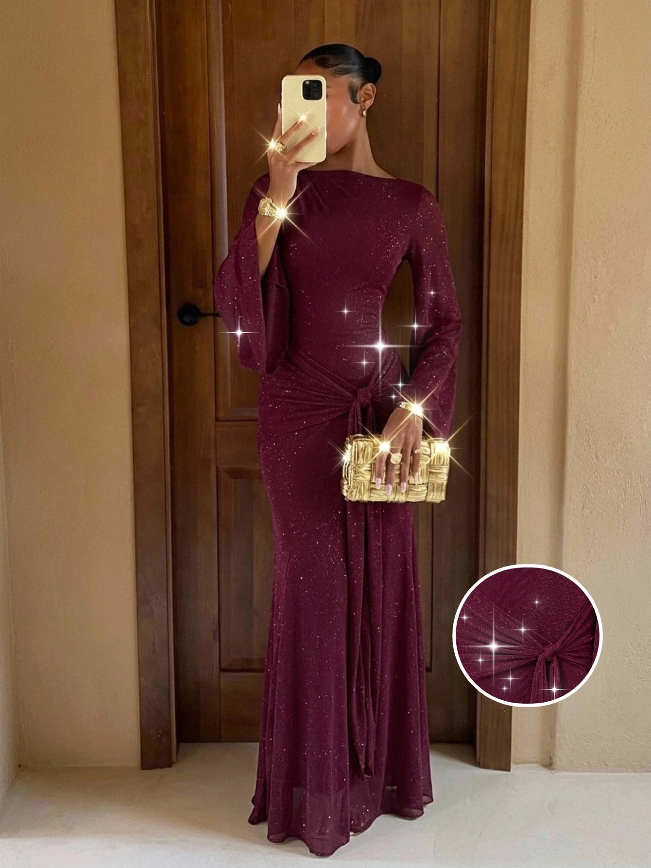 Lumalex Robe ample et transparente pour femmes avec ceinture nouée et manches fluides — vue 5