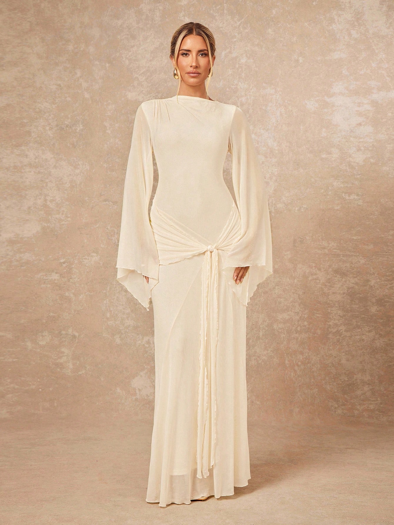 Lumalex Robe ample et transparente pour femmes avec ceinture nouée et manches fluides