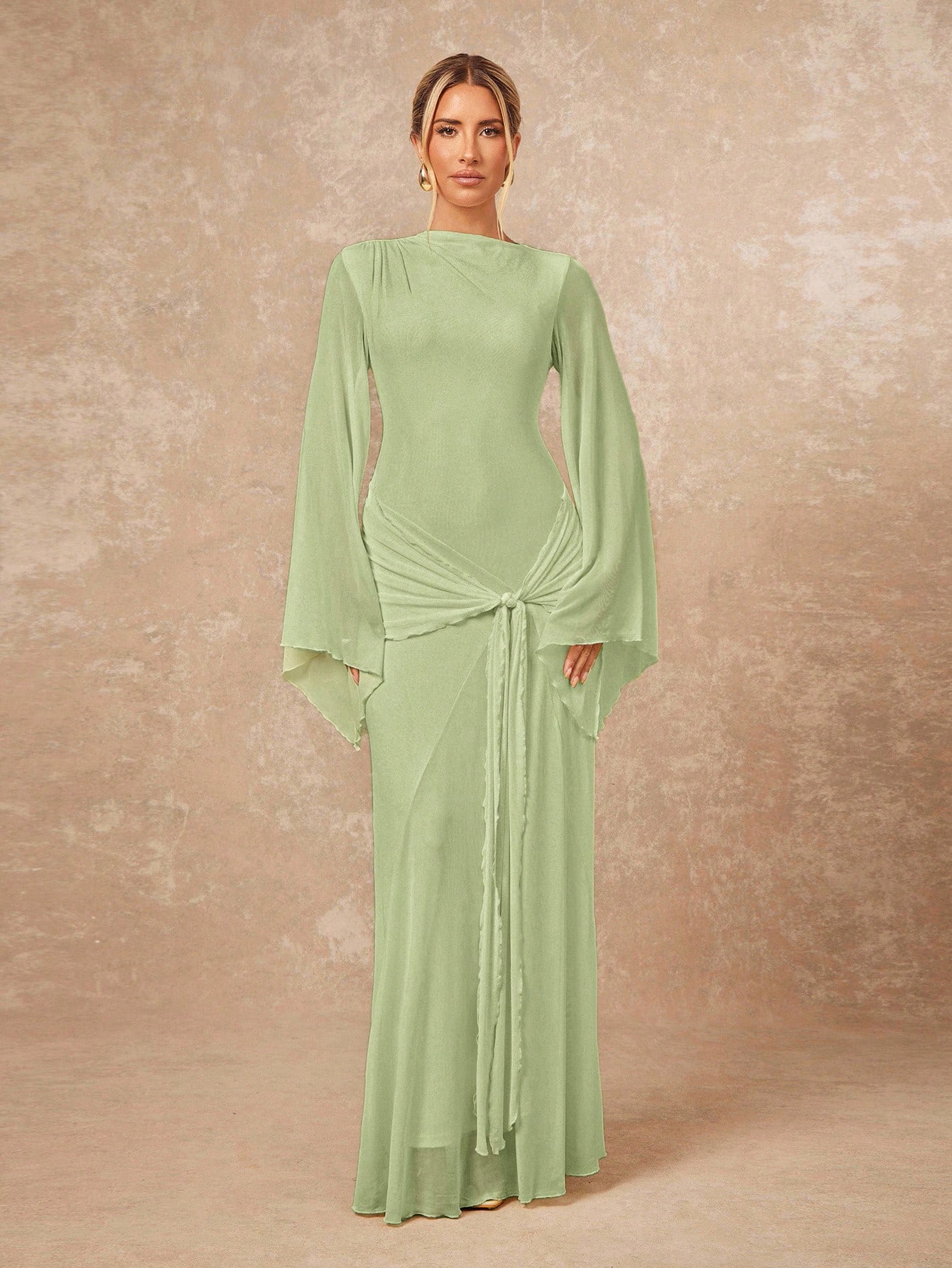 Lumalex Robe ample et transparente pour femmes avec ceinture nouée et manches fluides — vue 7