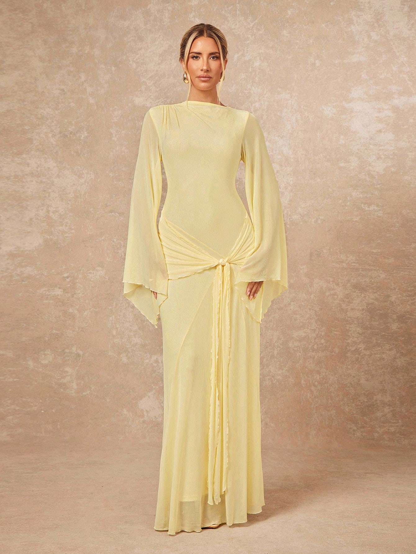 Lumalex Robe ample et transparente pour femmes avec ceinture nouée et manches fluides — vue 10
