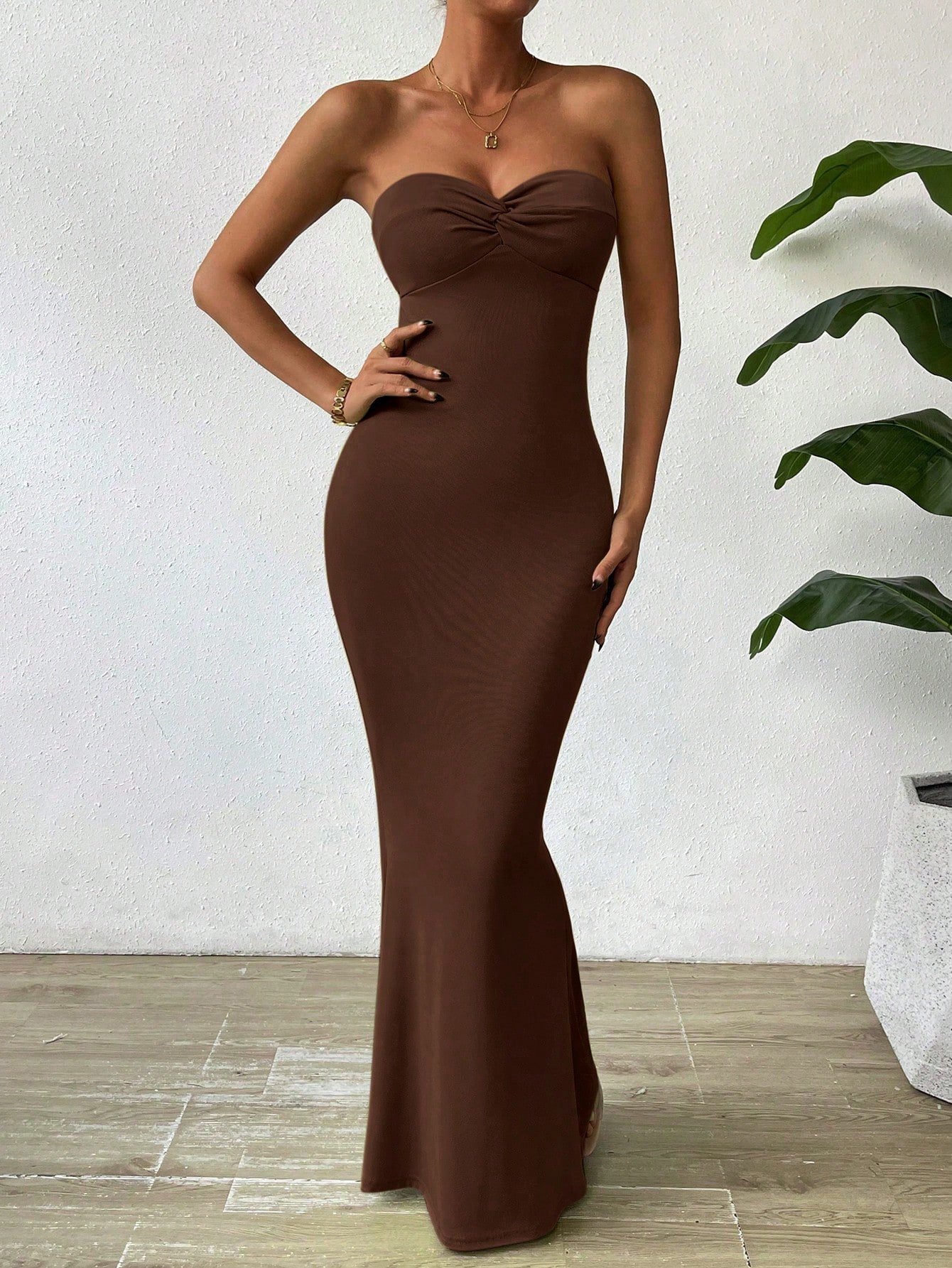 Rafferiza Robe-tube longue à torsade pour femmes — vue 12
