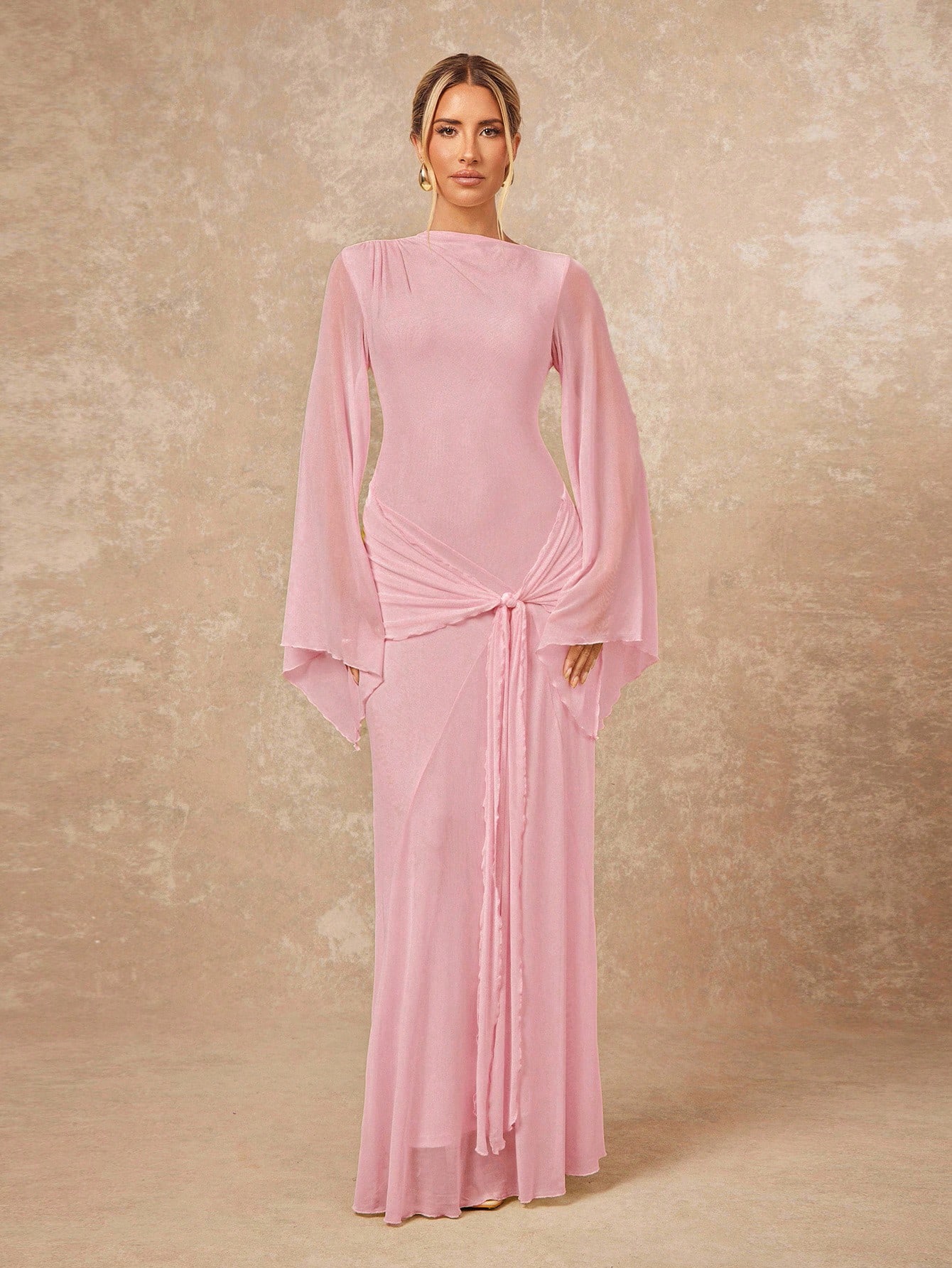 Lumalex Robe ample et transparente pour femmes avec ceinture nouée et manches fluides — vue 13