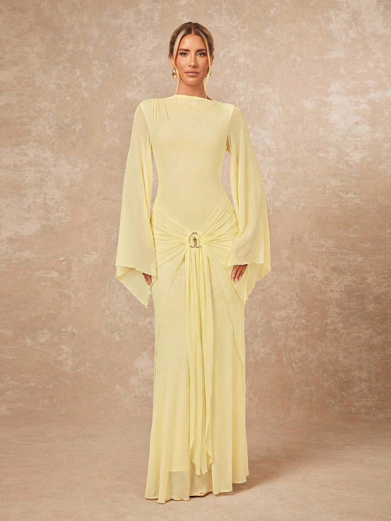 Lumalex Robe ample et transparente pour femmes avec ceinture nouée et manches fluides — vue 14