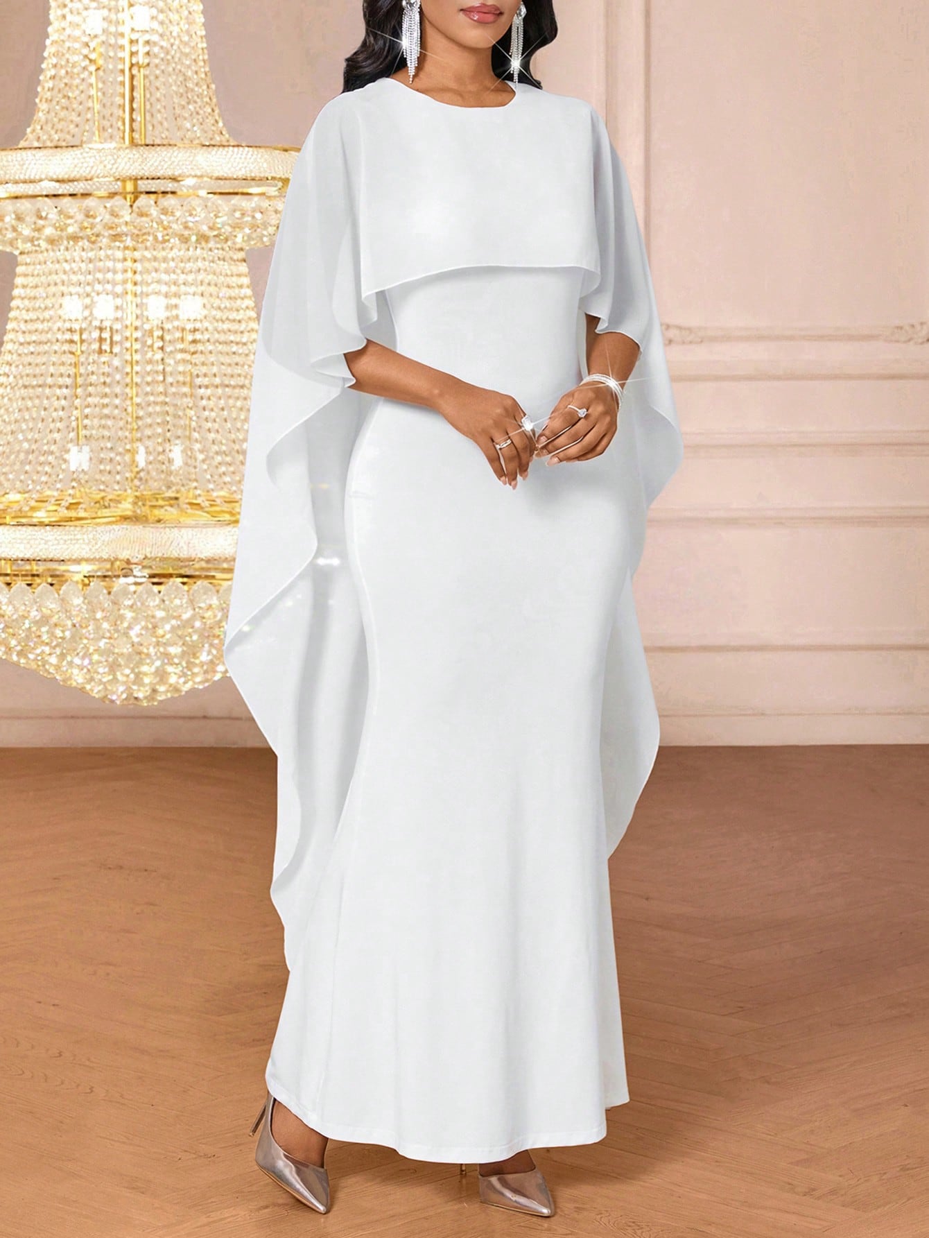 Lady Robe poncho minimaliste de tous les jours à couleur unie pour femmes — vue 10