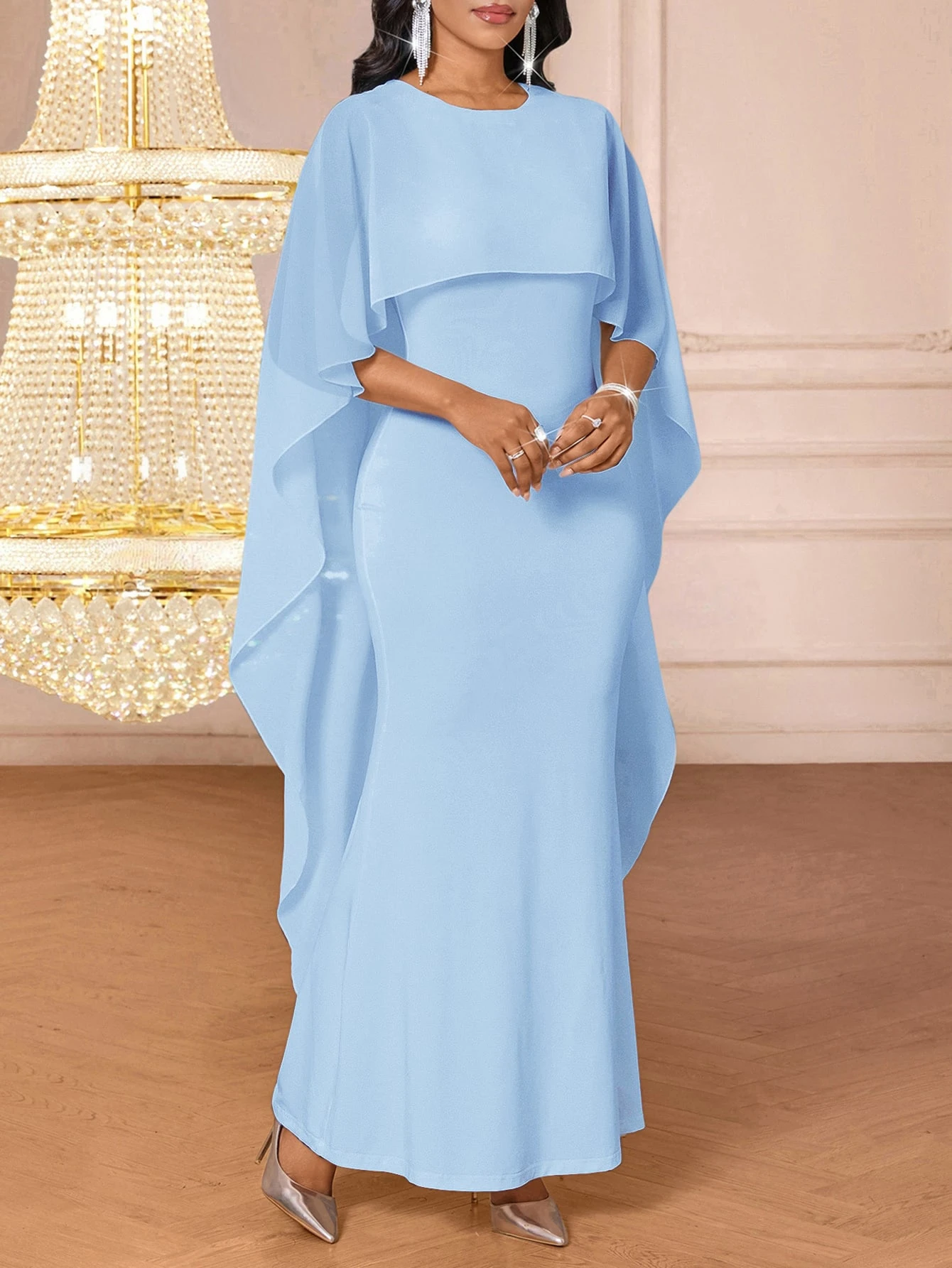 Lady Robe poncho minimaliste de tous les jours à couleur unie pour femmes — vue 12
