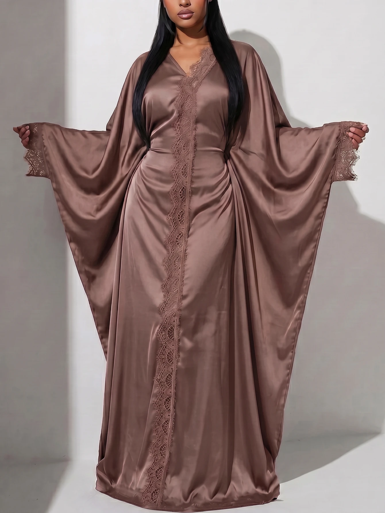 Veilorie Robe décontractée pour femmes avec patchwork de dentelle, pour fêtes et voyages — vue 6