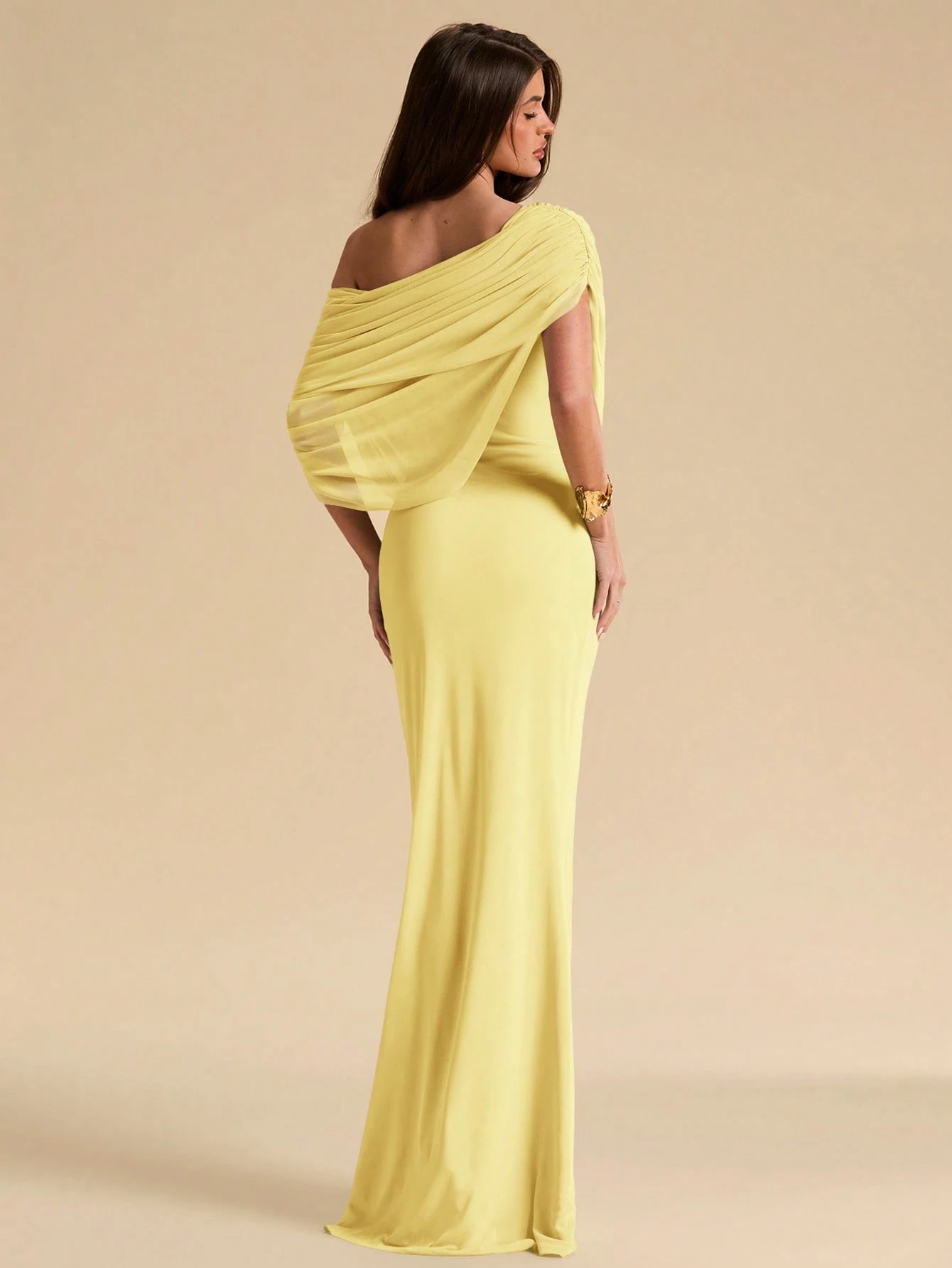 Robe élégante ajustée à épaules dénudées et froncée vert menthe, Robe élégante — vue 10