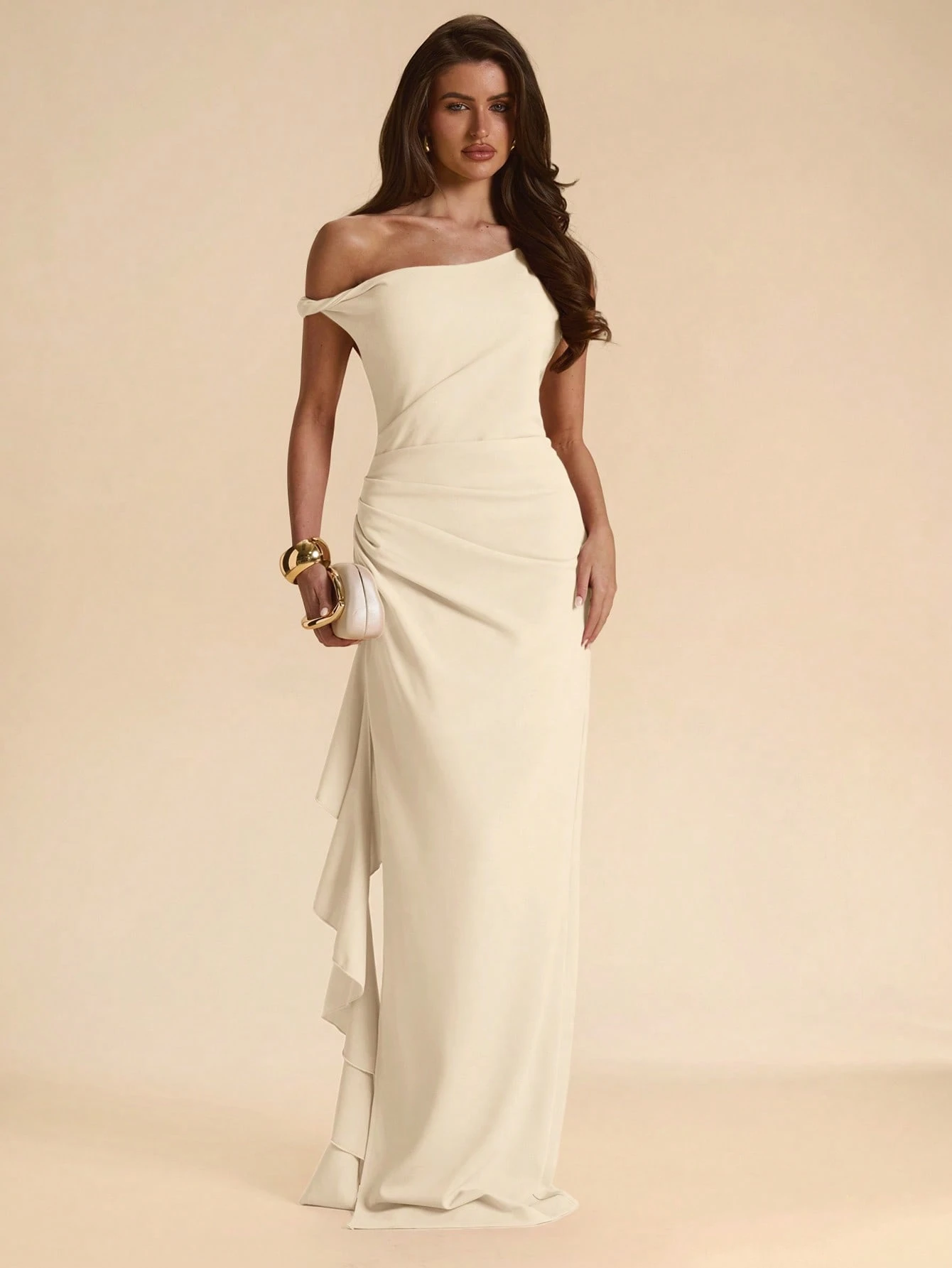 Robe longue de demoiselle d'honneur cocktail bleu clair, élégante, tropicale — vue 2