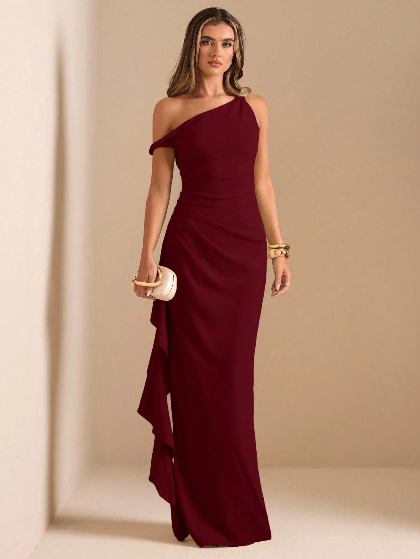 Robe longue de demoiselle d'honneur cocktail bleu clair, élégante, tropicale — vue 4
