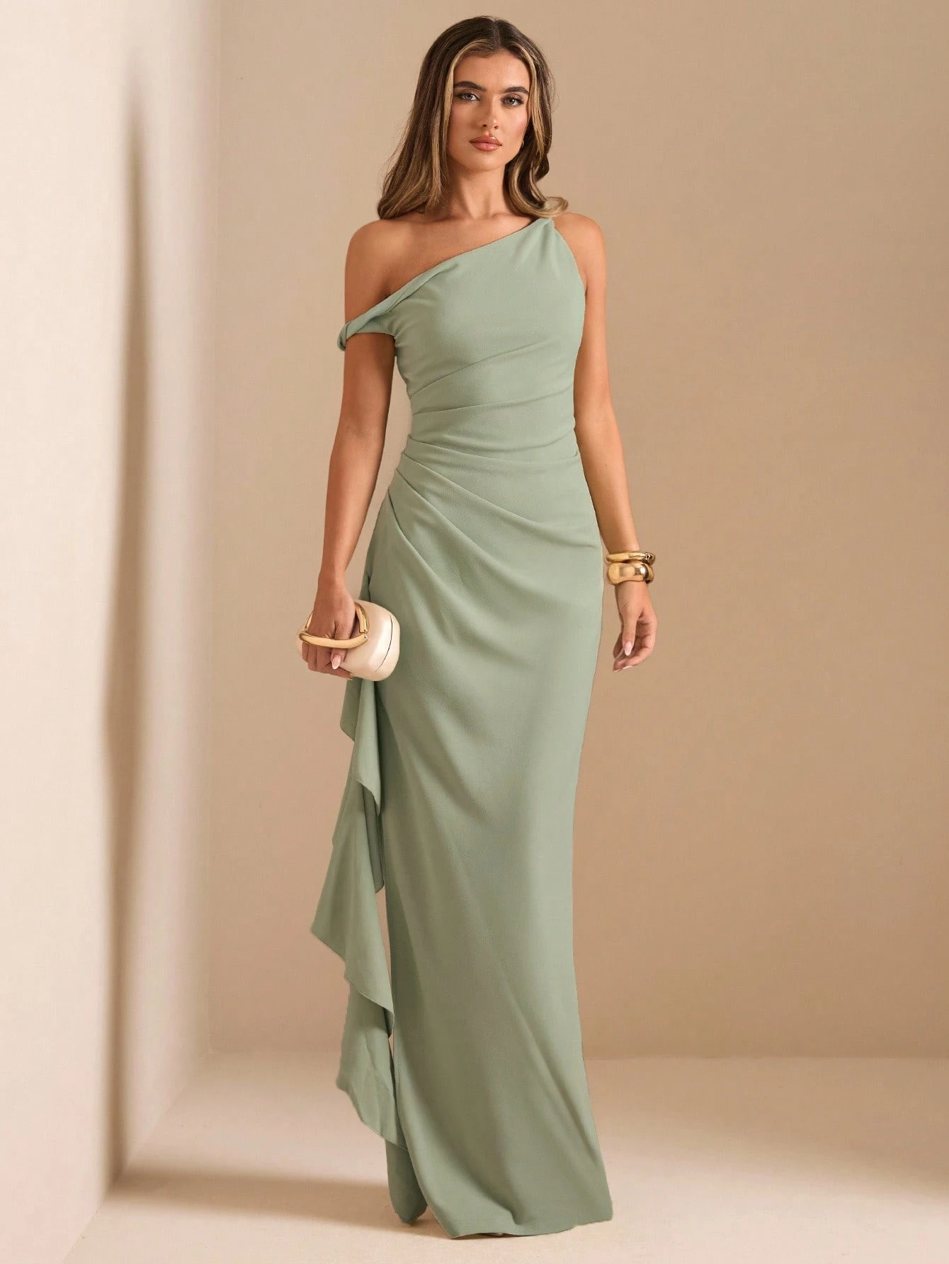 Robe longue de demoiselle d'honneur cocktail bleu clair, élégante, tropicale — vue 5