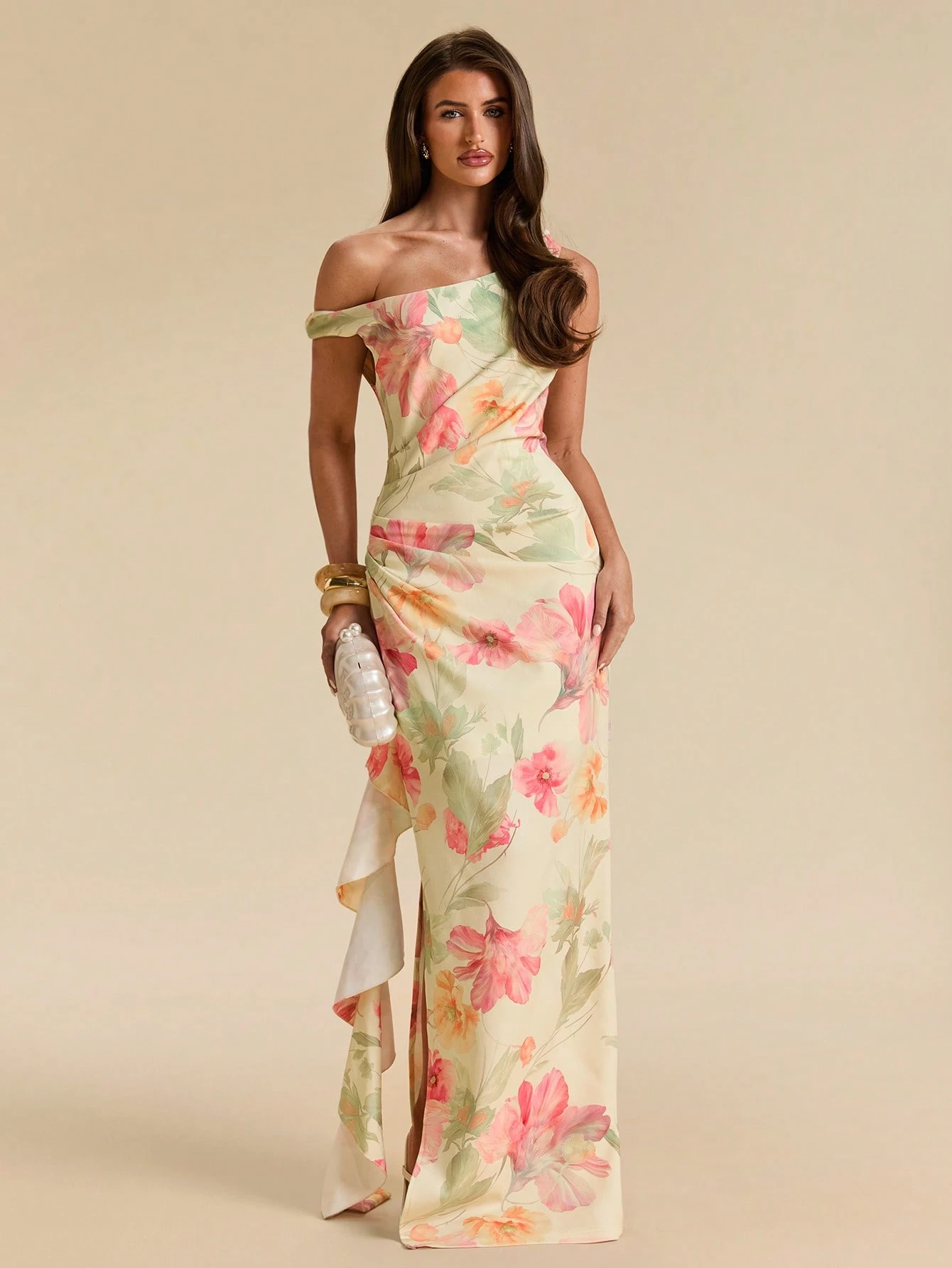 Robe longue de demoiselle d'honneur cocktail bleu clair, élégante, tropicale — vue 12