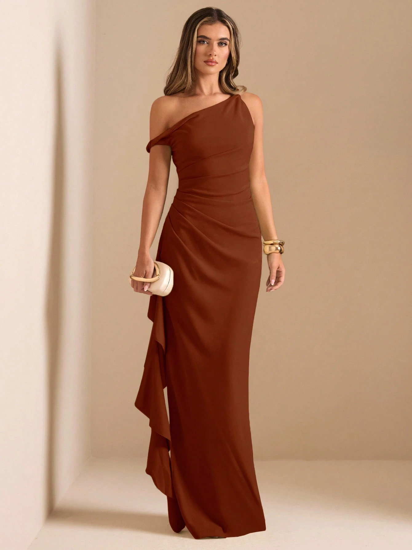 Robe longue de demoiselle d'honneur cocktail bleu clair, élégante, tropicale — vue 14