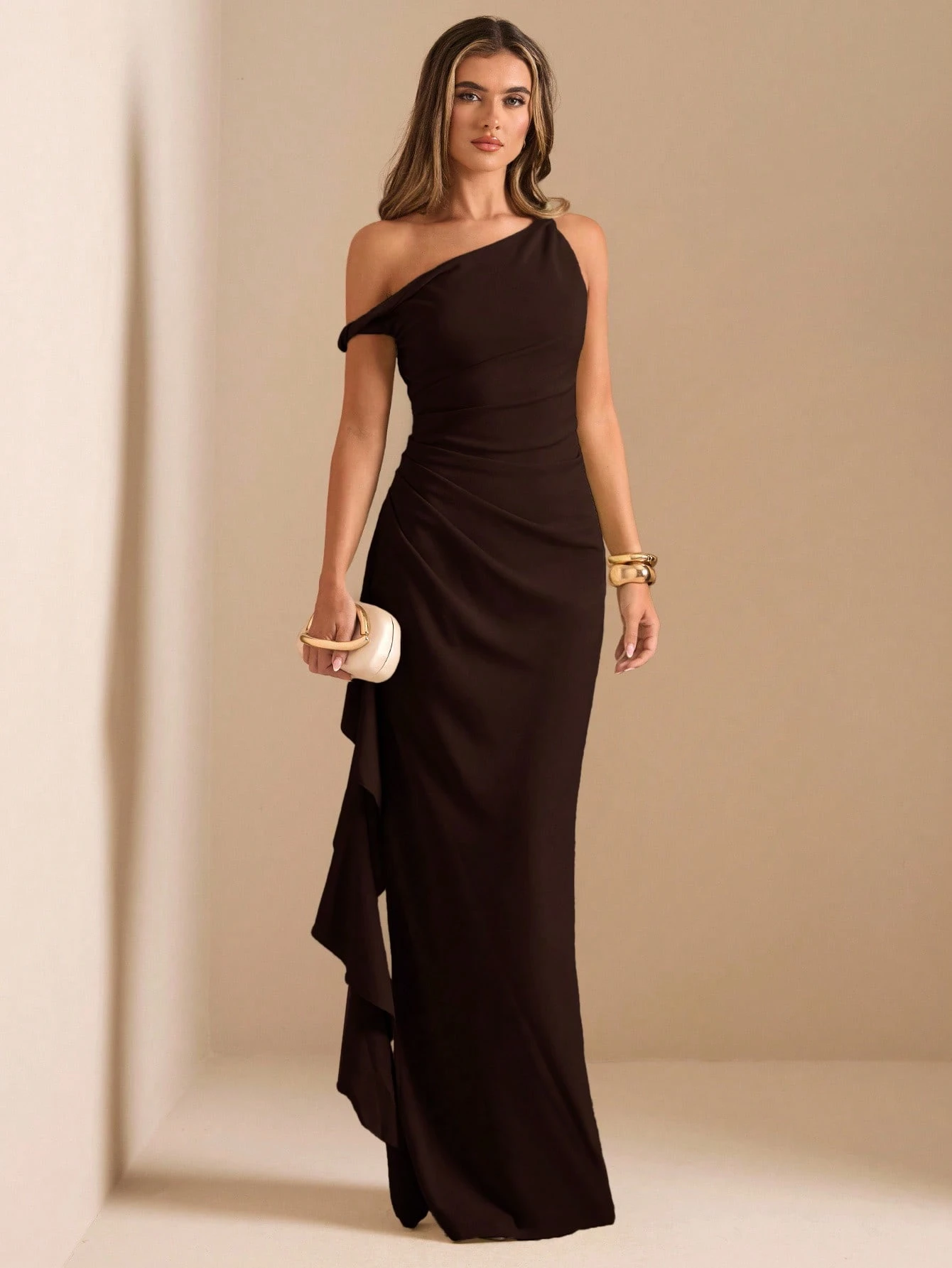 Robe longue de demoiselle d'honneur cocktail bleu clair, élégante, tropicale — vue 15