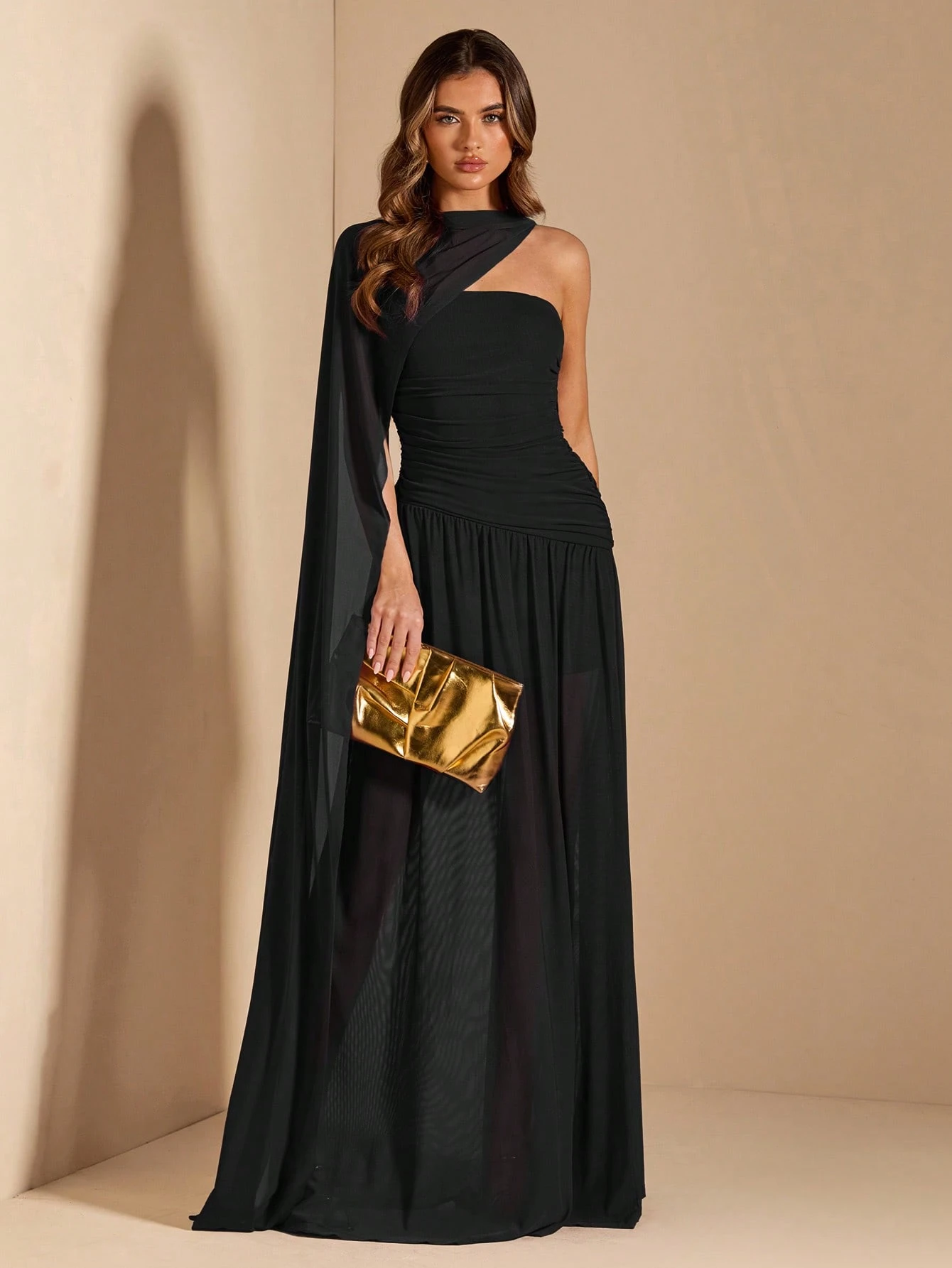 Robe fourreau sans manches plissée pour femme, robe de soirée élégante sans — vue 3
