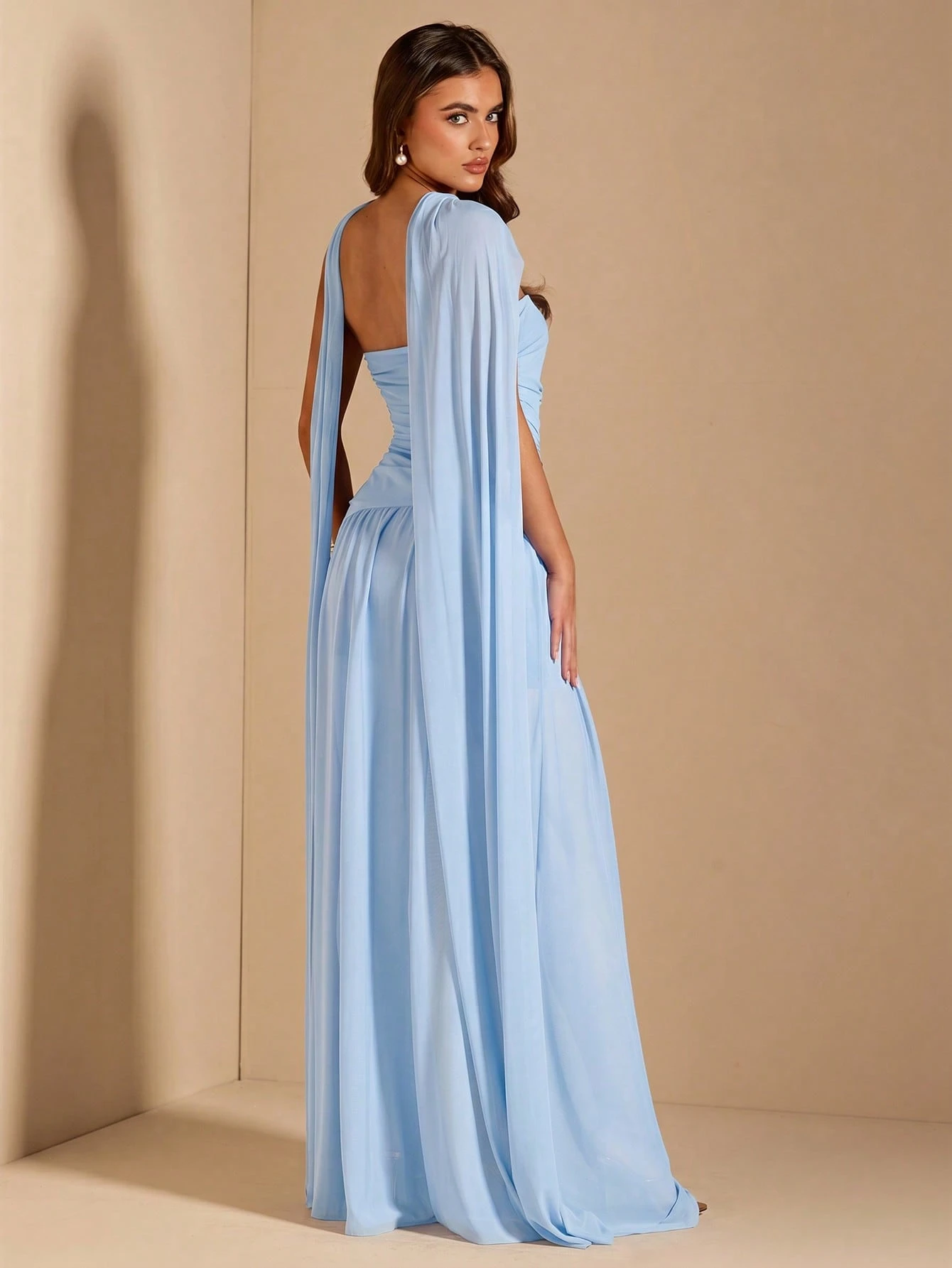 Robe fourreau sans manches plissée pour femme, robe de soirée élégante sans — vue 12