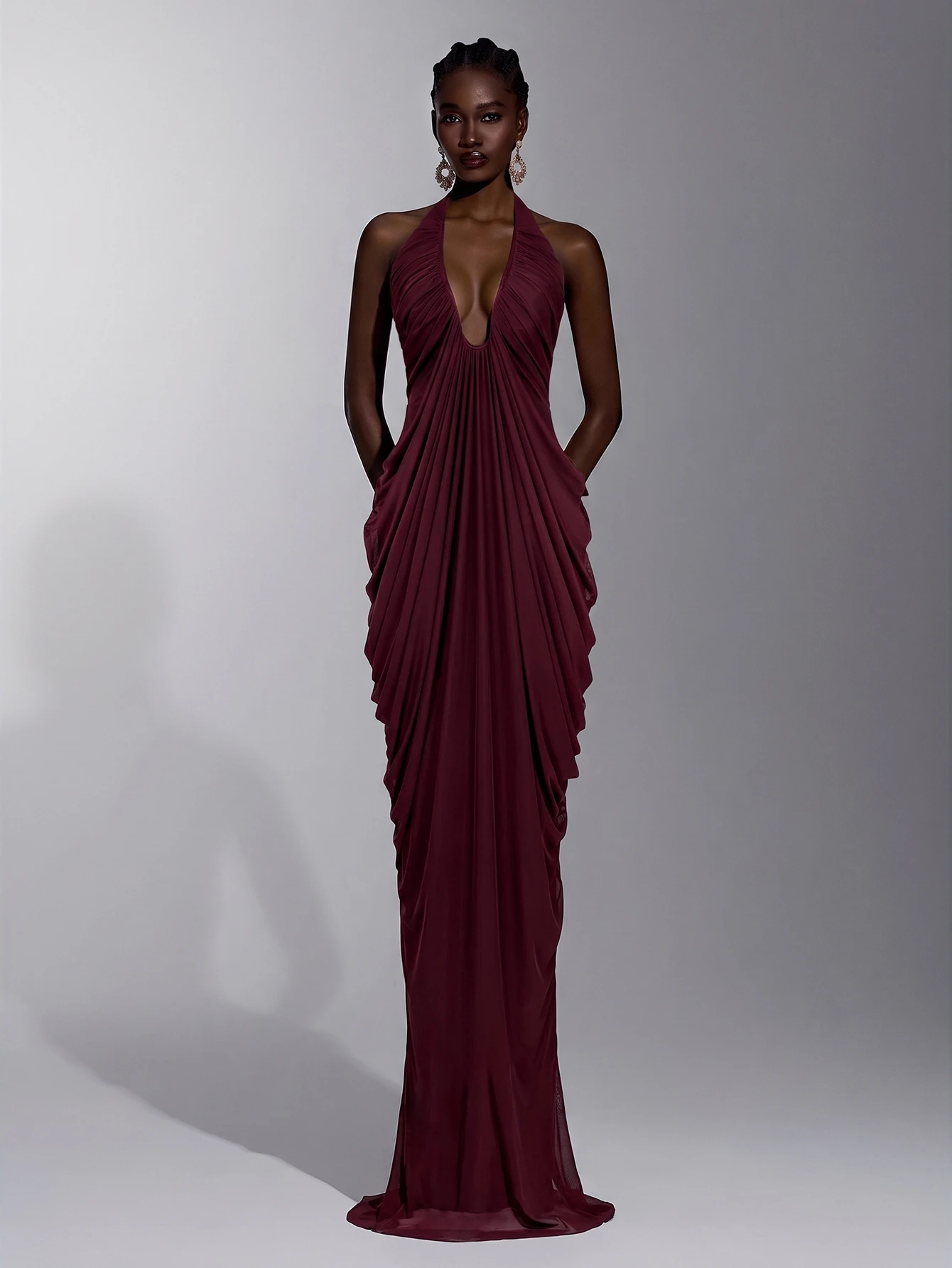 Elitara Robe de soirée longue élégante romantique minimaliste mode blanche en maille — vue 4